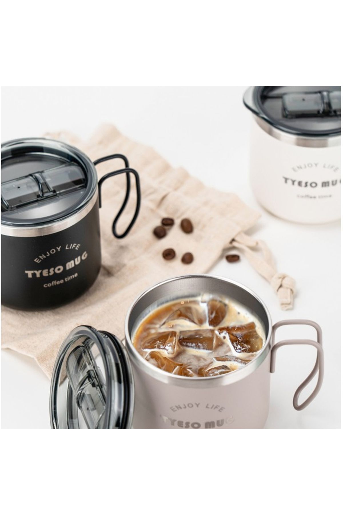 Tyeso-Fiery Mug Vakumlu Paslanmaz Çelik Termal Kapaklı 350ml Siyah 2