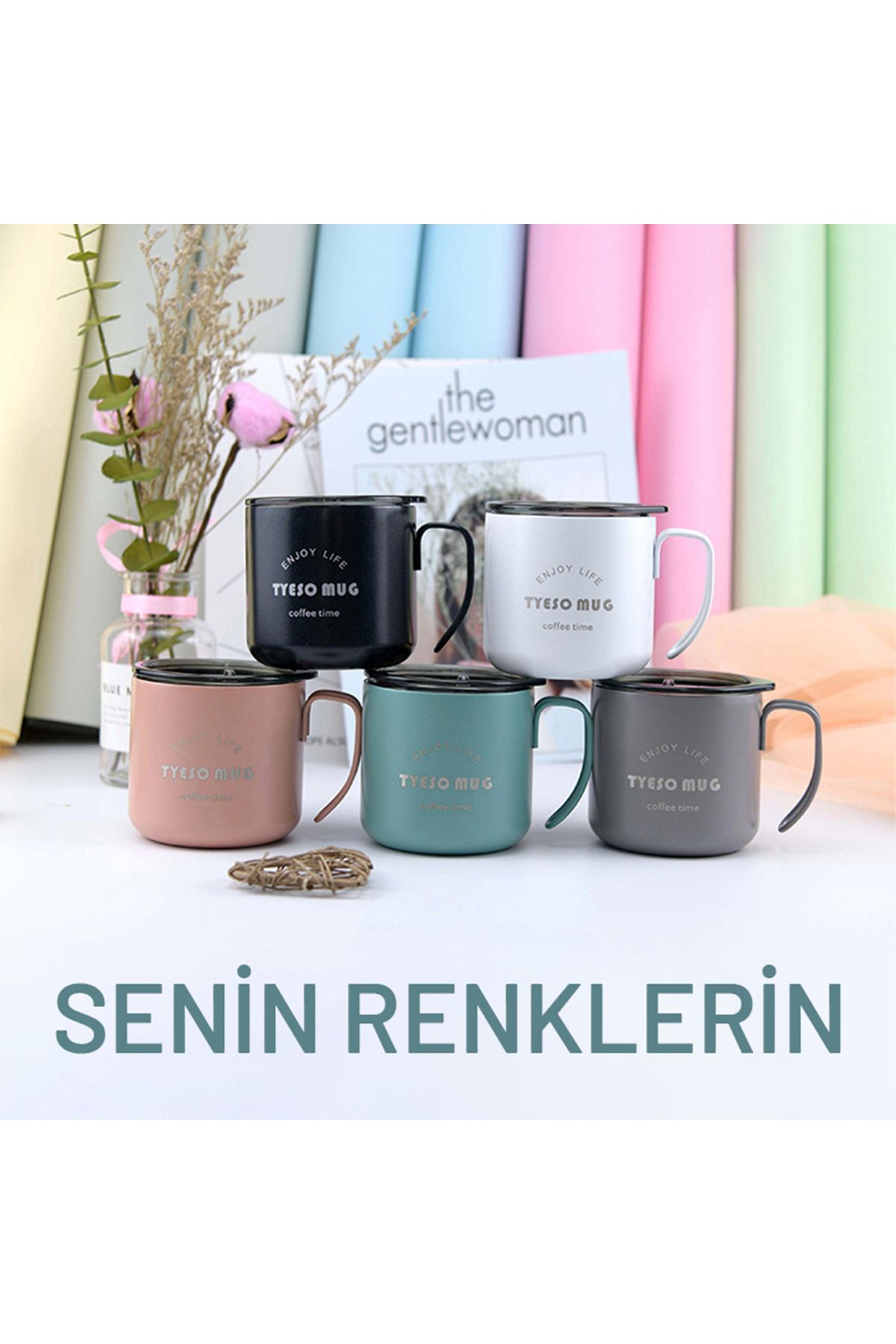 Tyeso-Fiery Mug Vakumlu Paslanmaz Çelik Termal Kapaklı 350ml Siyah 3