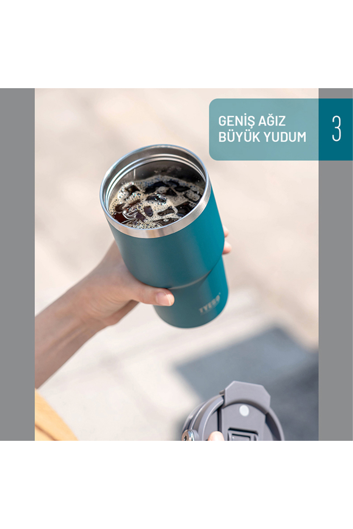 Tyeso Dailyneed Termos Vakumlu Paslanmaz Çelik 1200 ml Mor fotoğrafı 6 (önizleme)