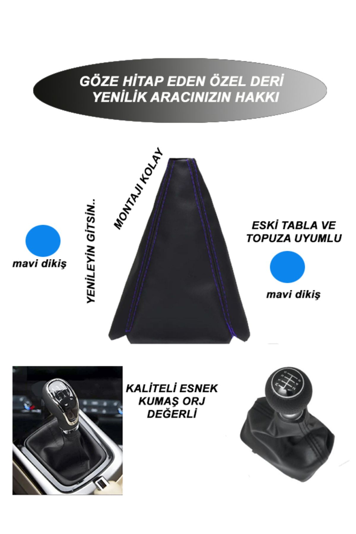 HARGE-HG OPEL ANTARA compatible vehicle, auto shift boot blue stitch 3