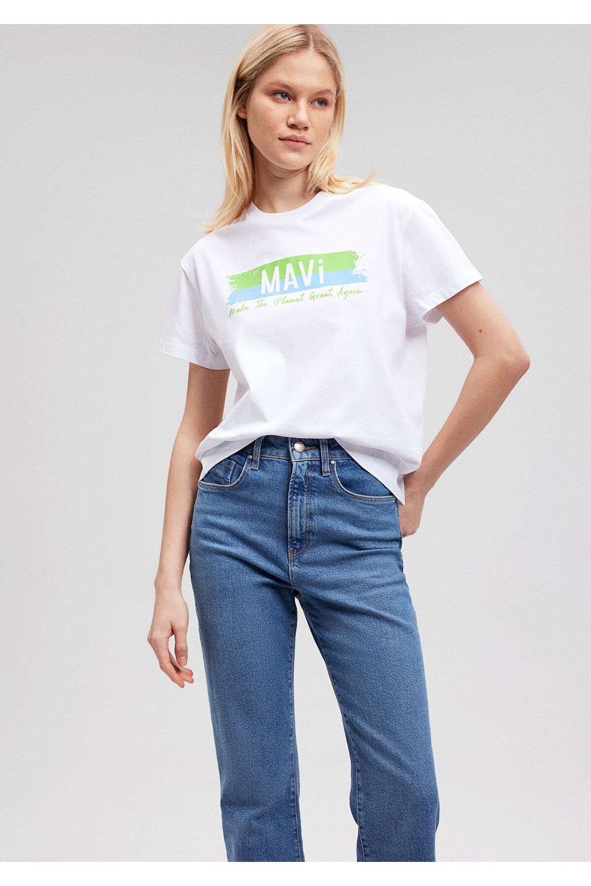 Mavi Make The Planet Great Again Baskılı Tişört Regular Fit / Normal Kesim 168752-620