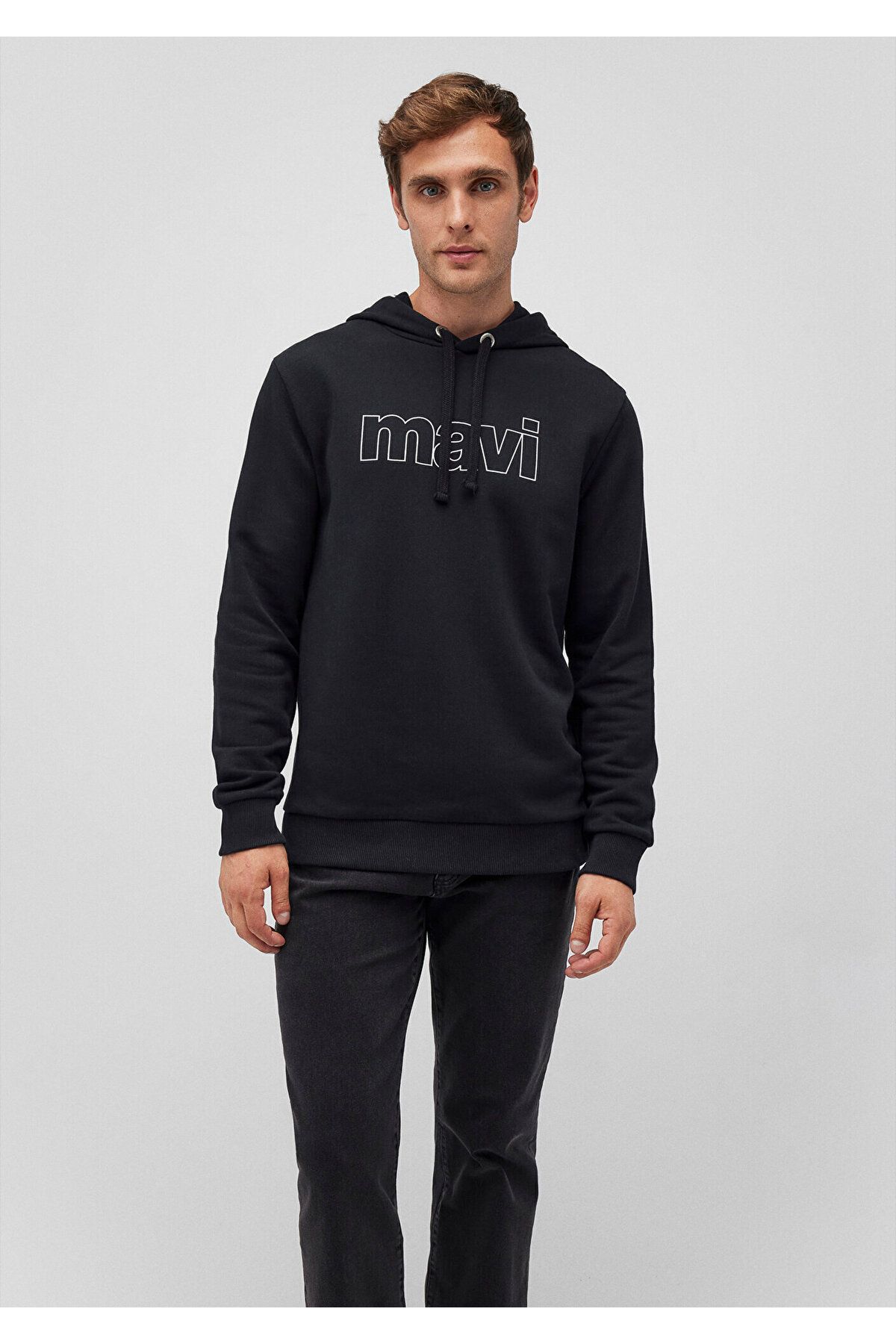 Mavi-Logo Printed Hooded Black Sweatshirt 065606-900 2