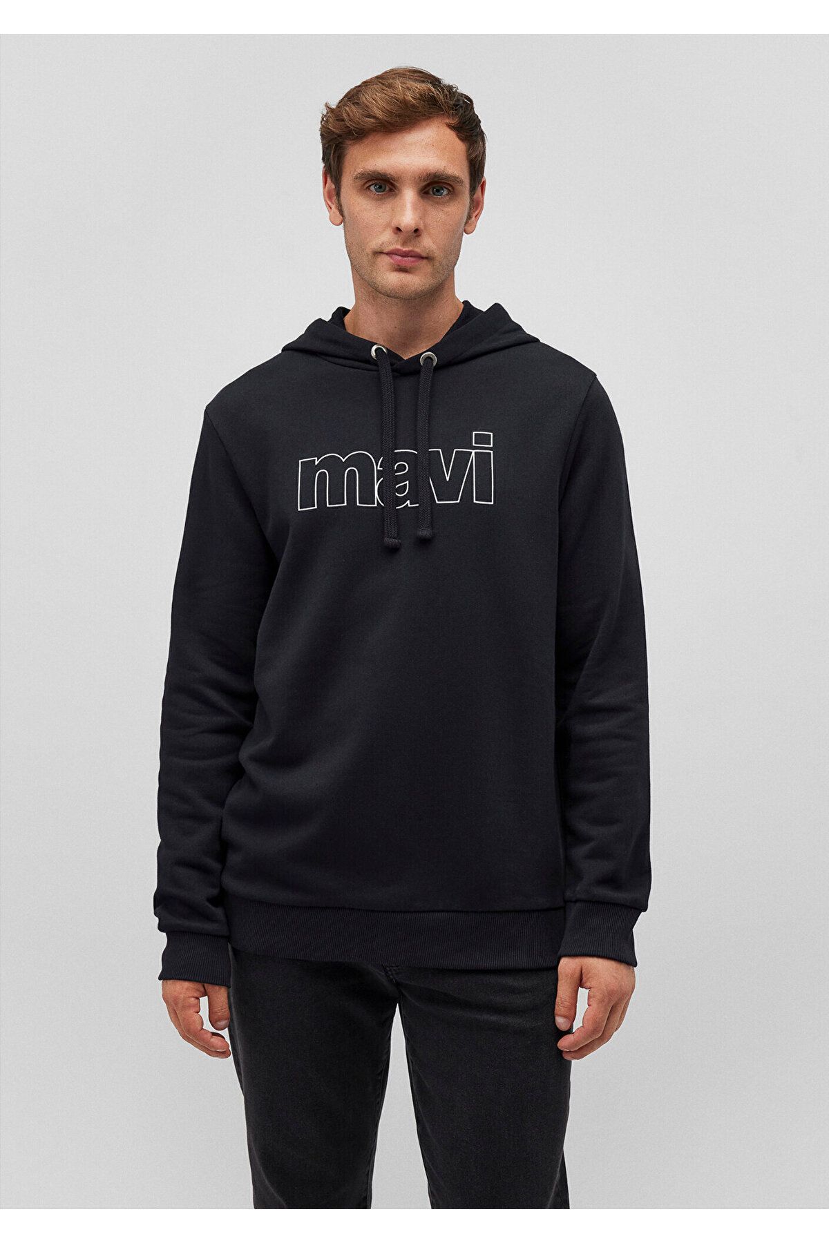 Mavi-Logo Printed Hooded Black Sweatshirt 065606-900 3