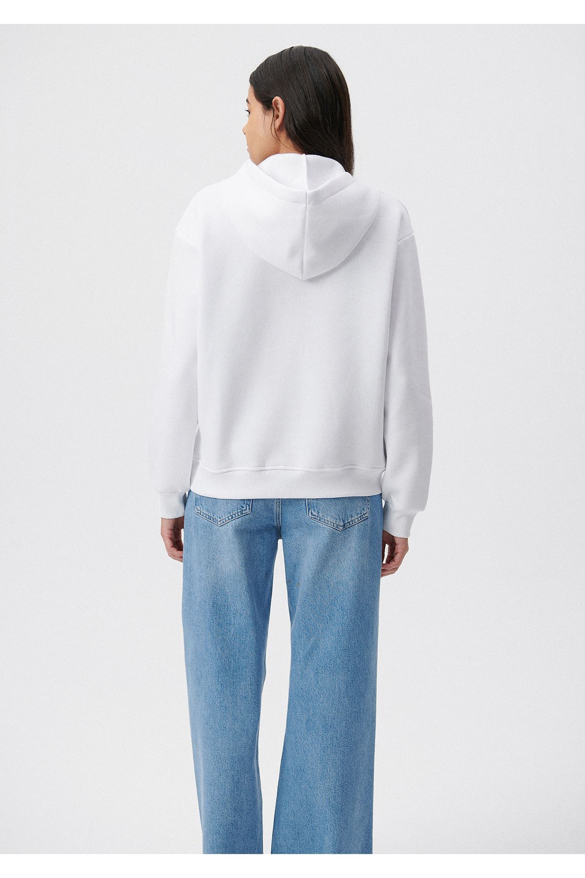 Mavi-Hooded White Basic Sweatshirt 167299-70000 3