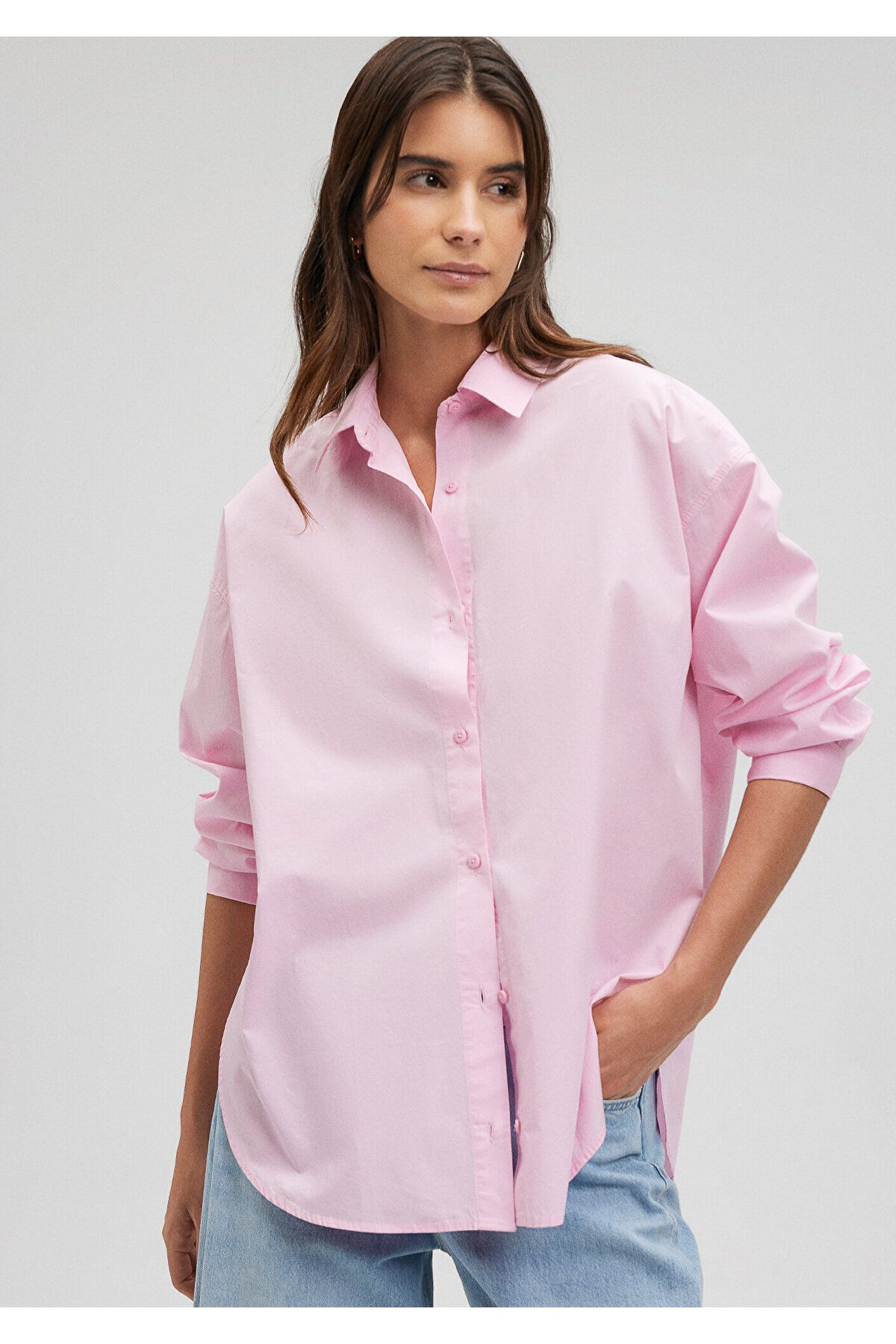 Mavi-Poplin Pink Oversize Shirt -1210103-70973 2