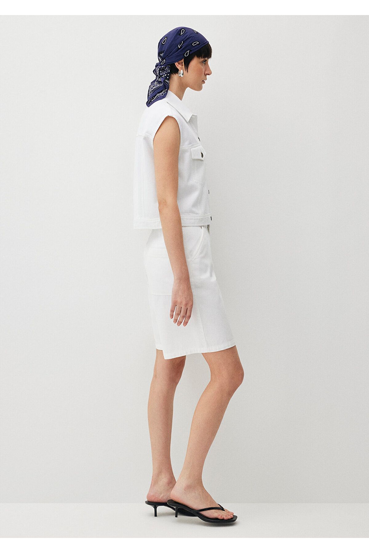 Mavi-White Crop Vest - Pocketed, Short Cut1110560-70051 4