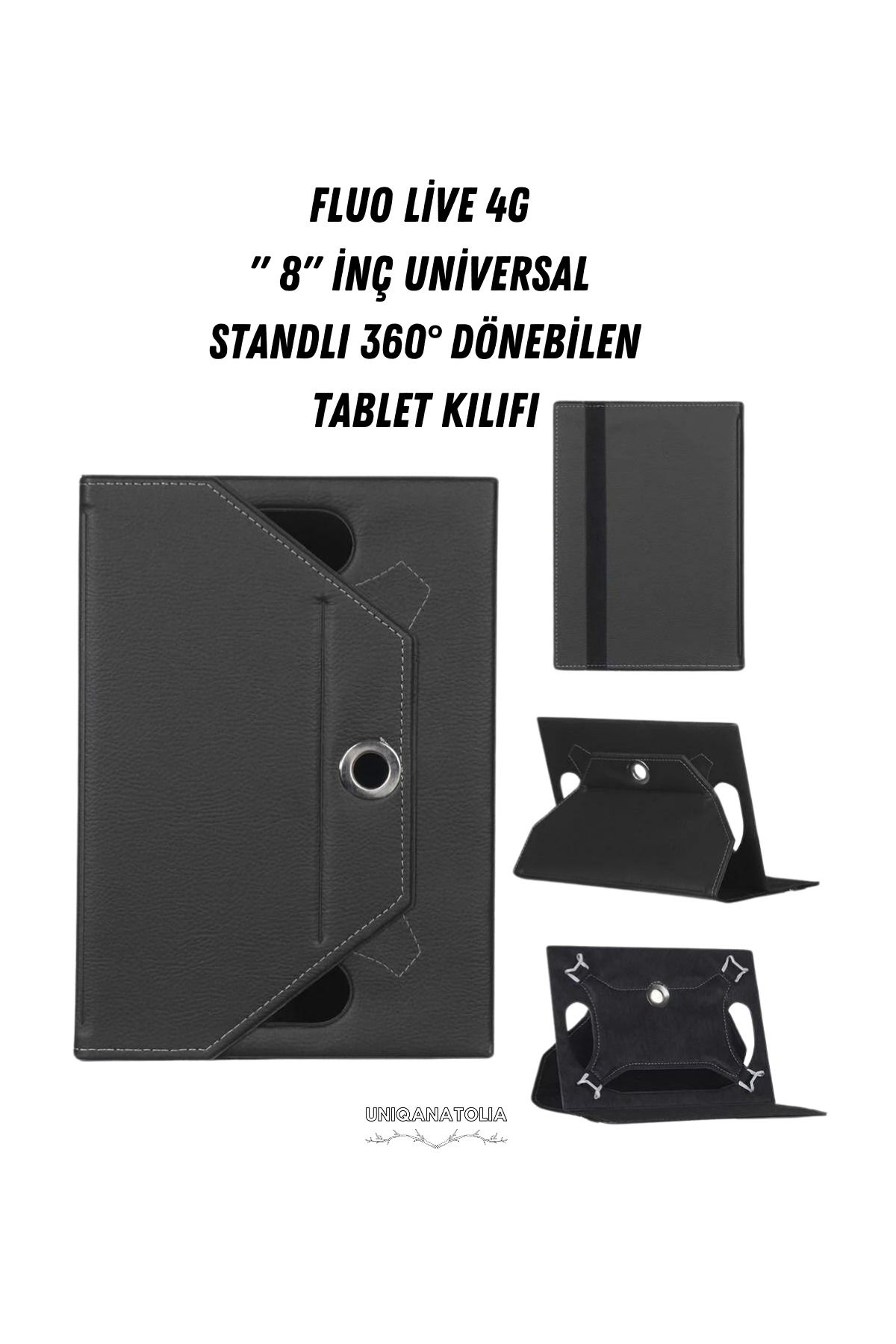 UniqAnatolia-Fluo Live 4g - 8" Universal Stand 360 °   Rotatable Tablet Case 1