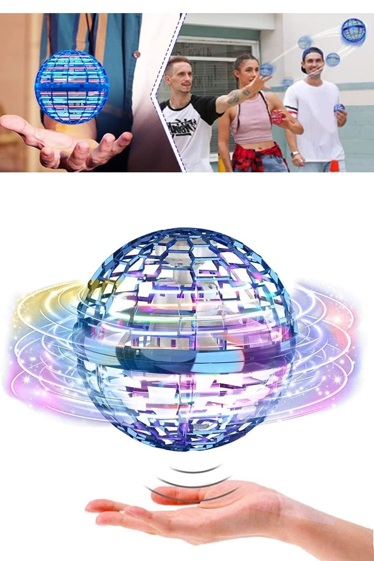 Modaba Uçan Küre Topu Oyuncakları Yükselen Hover Pro Boomerang Spinner El Kontrollü Mini Drone Pembe fotoğrafı 5 (önizleme)