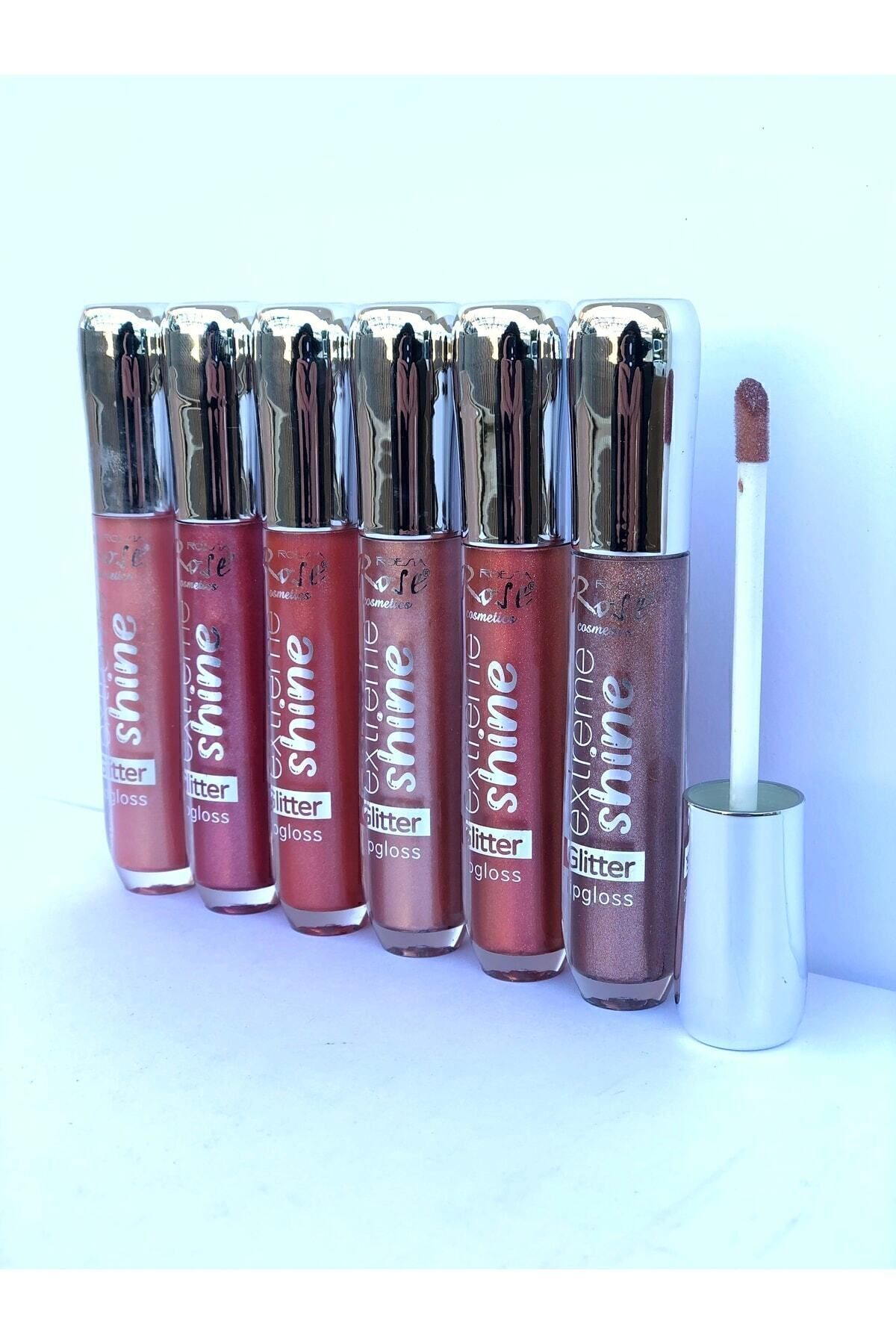 Rose Extreme Shine 6'lı Simli Dudak Parlatıcı - Glitter Plumber Lip Gloss