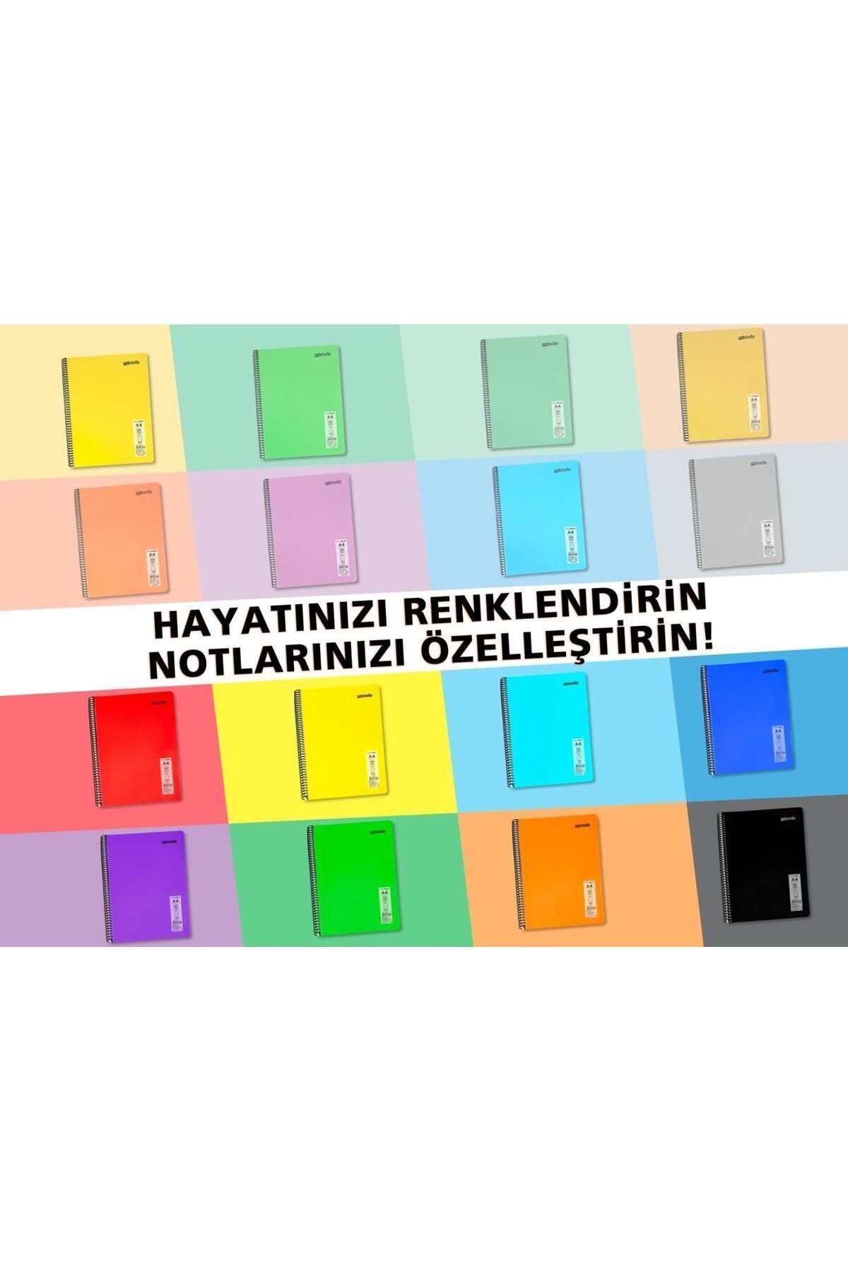 Mynote-Flex Neon A4 Notebook 80 Sheets 4 Check 4 Line Notebook Set 3