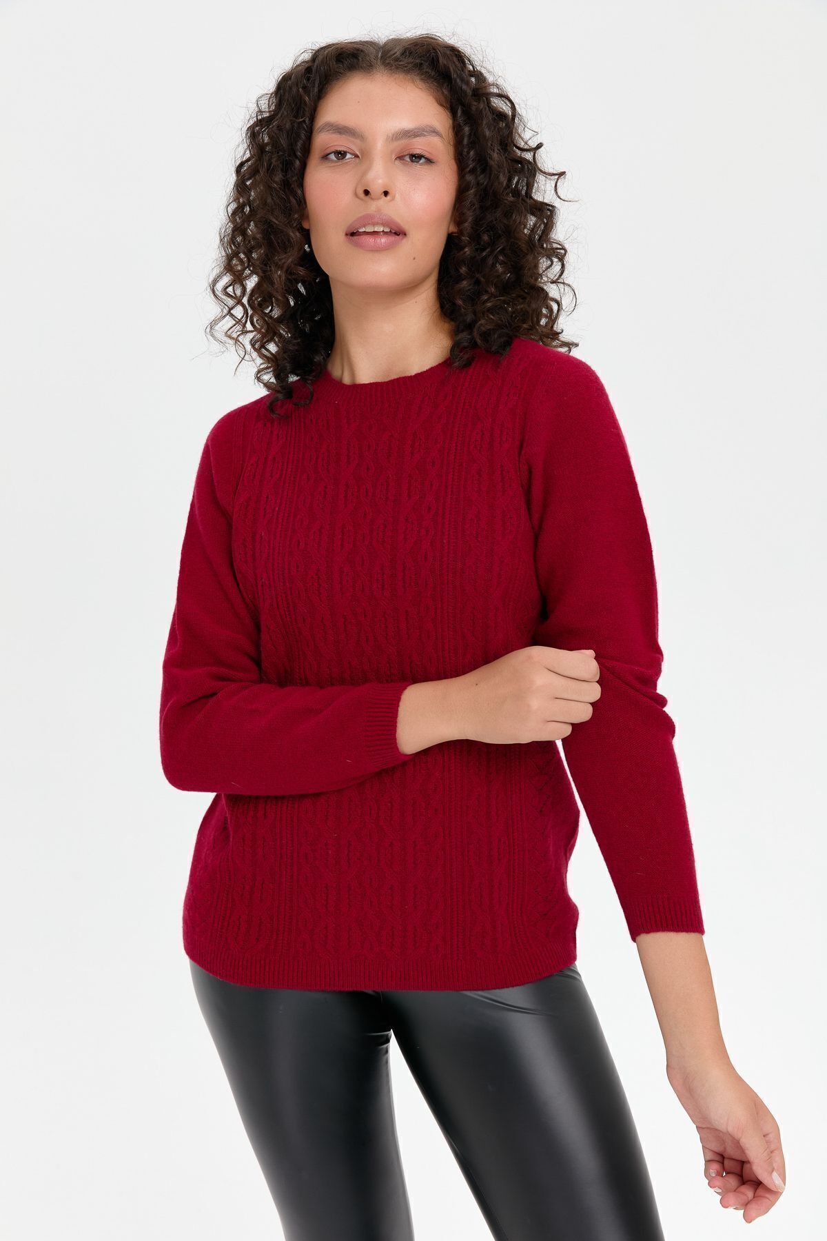 Desen Triko-Zero Collar and Executed Front - Seamless Wool Sweater V.Cavity 2