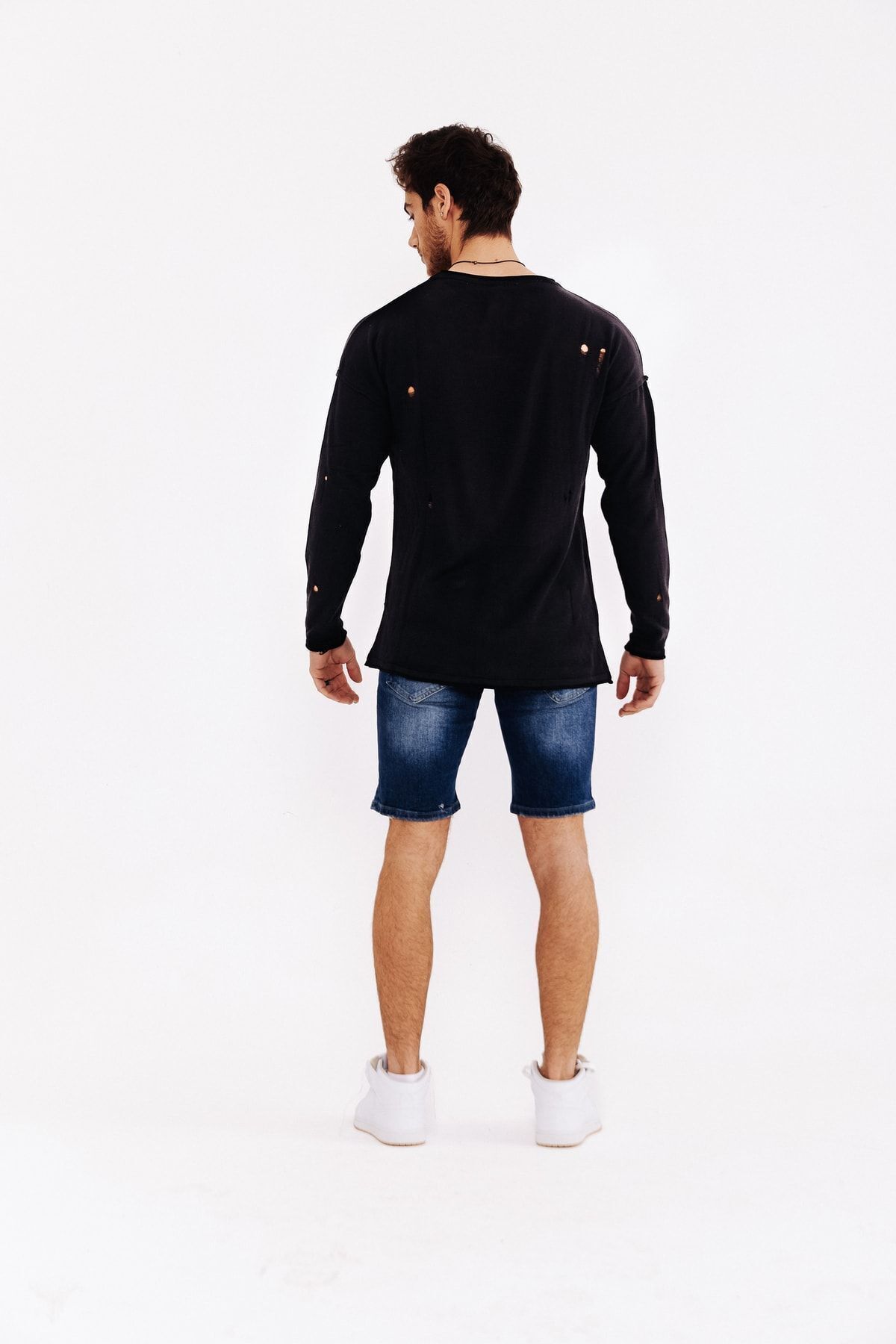 THIMOON-Men's Denim Shorts - Ripped Design 7