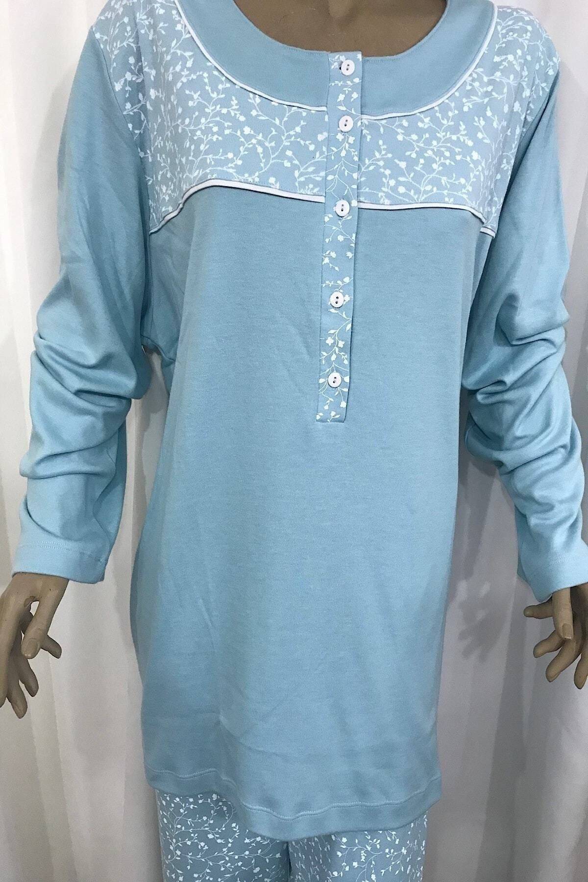 NENA COLLECTION-Ultra Battal Placket Pajama Set-14275-turquoise 2