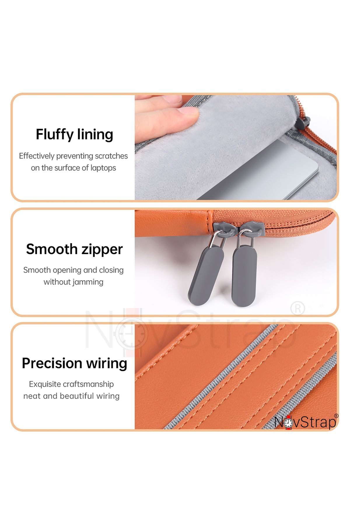 NovStrap-Pu Leather Bag Case Compatible with Apple MacBook Air 15 Inch M2 M3 M4 Chip A2941 A3114 A3241 7