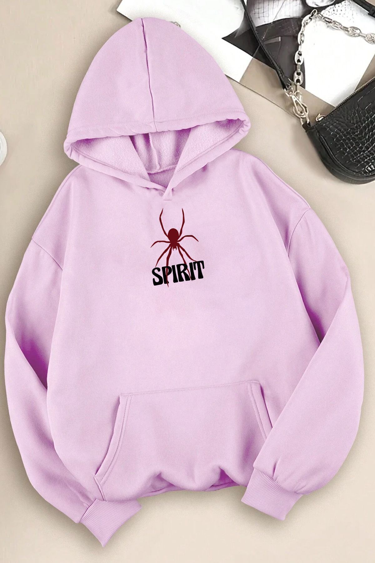 uyguntarz Unisex černá mikina s kapucí s kresleným obličejem