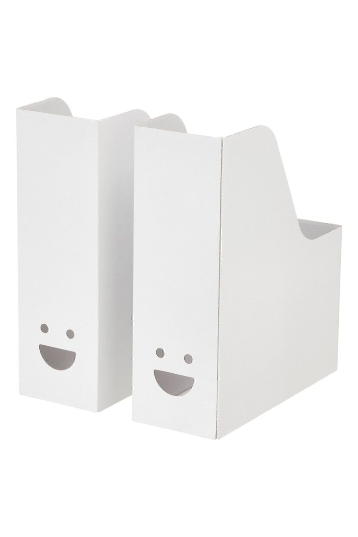 IKEA-Cardboard Tjabba Smiling Face Set of 2 White Cardboard Folder File Magazine Magazine Paperwork Magazine File 1