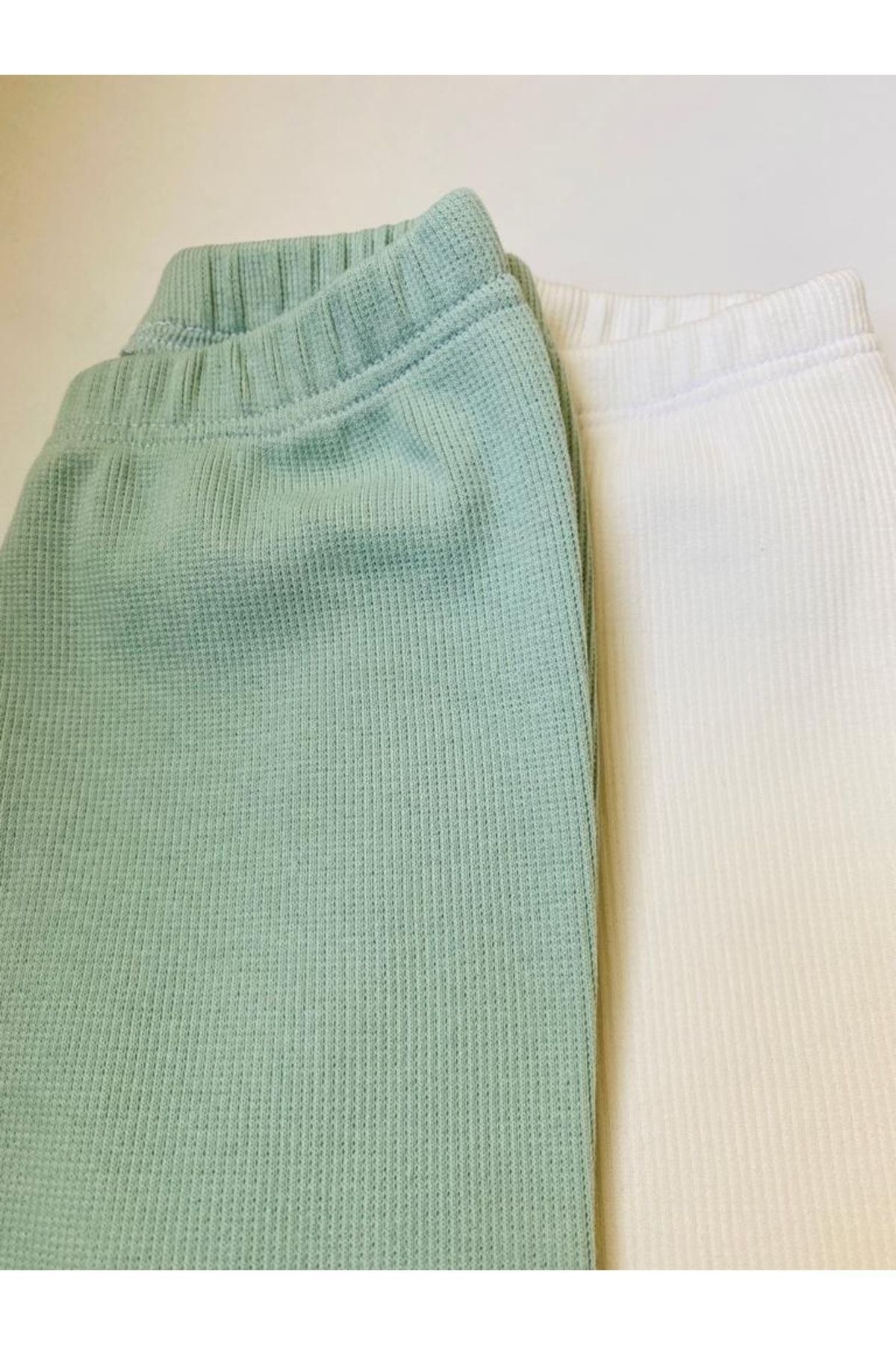 Ary Esnek Fitilli Yeşil - Beyaz 2li Kız Erkek Çocuk Tayt fotoğrafı 2 (önizleme)