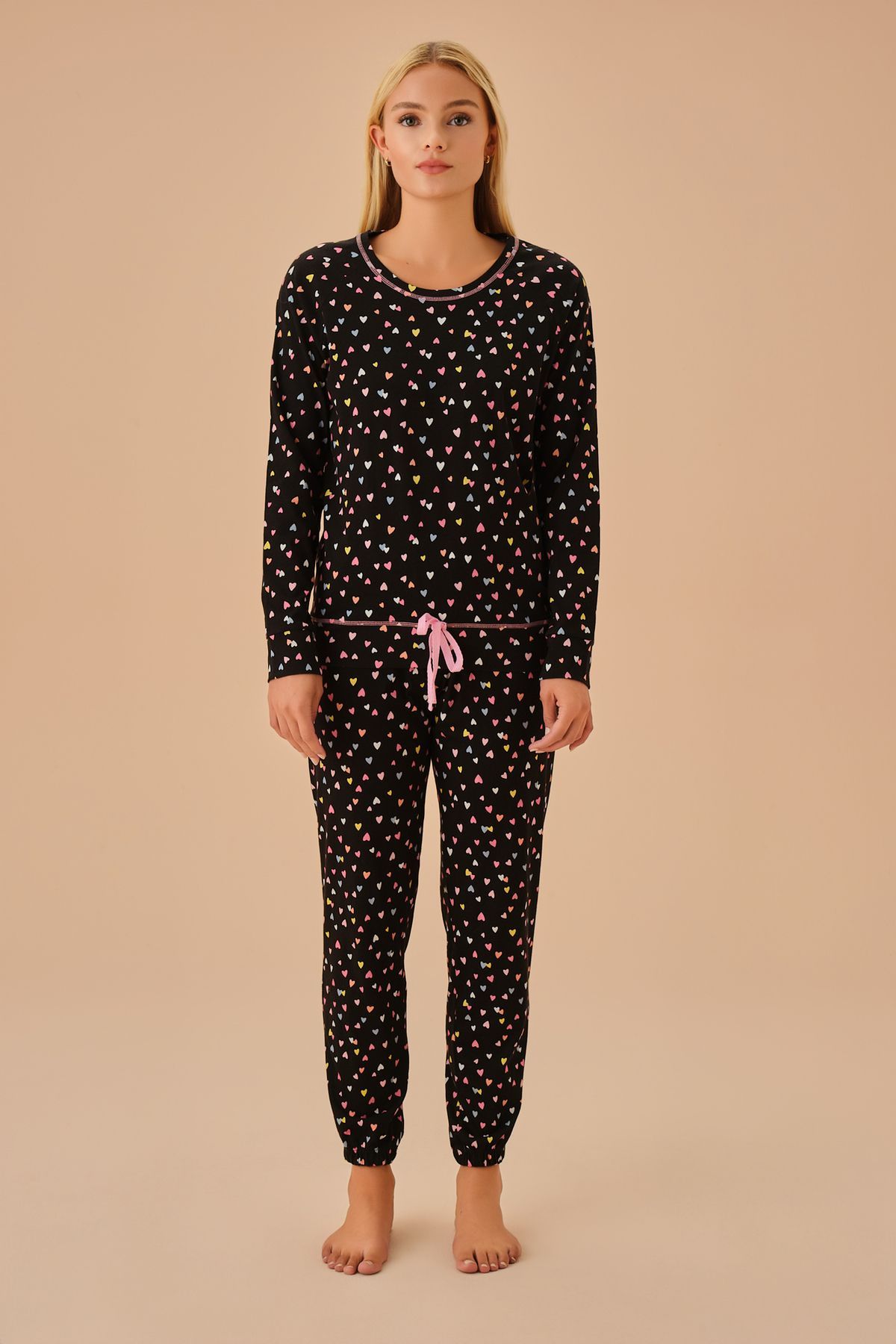 SUWEN Set De Pijamale Cu Model De Inimă Femeie - M
