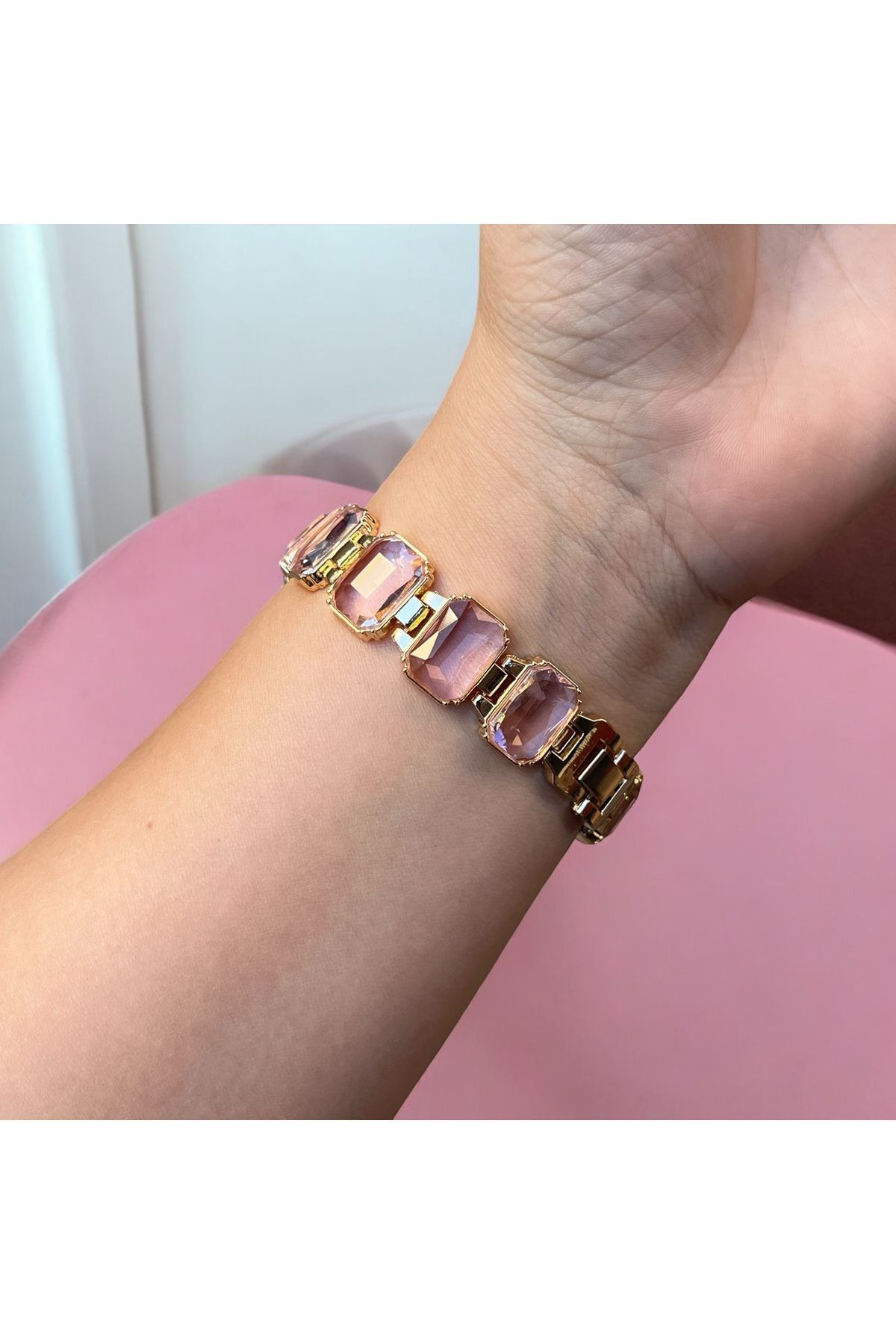 CLUPPOLOON  Kesme taşlı pembe kadın kol saati - Görsel 4