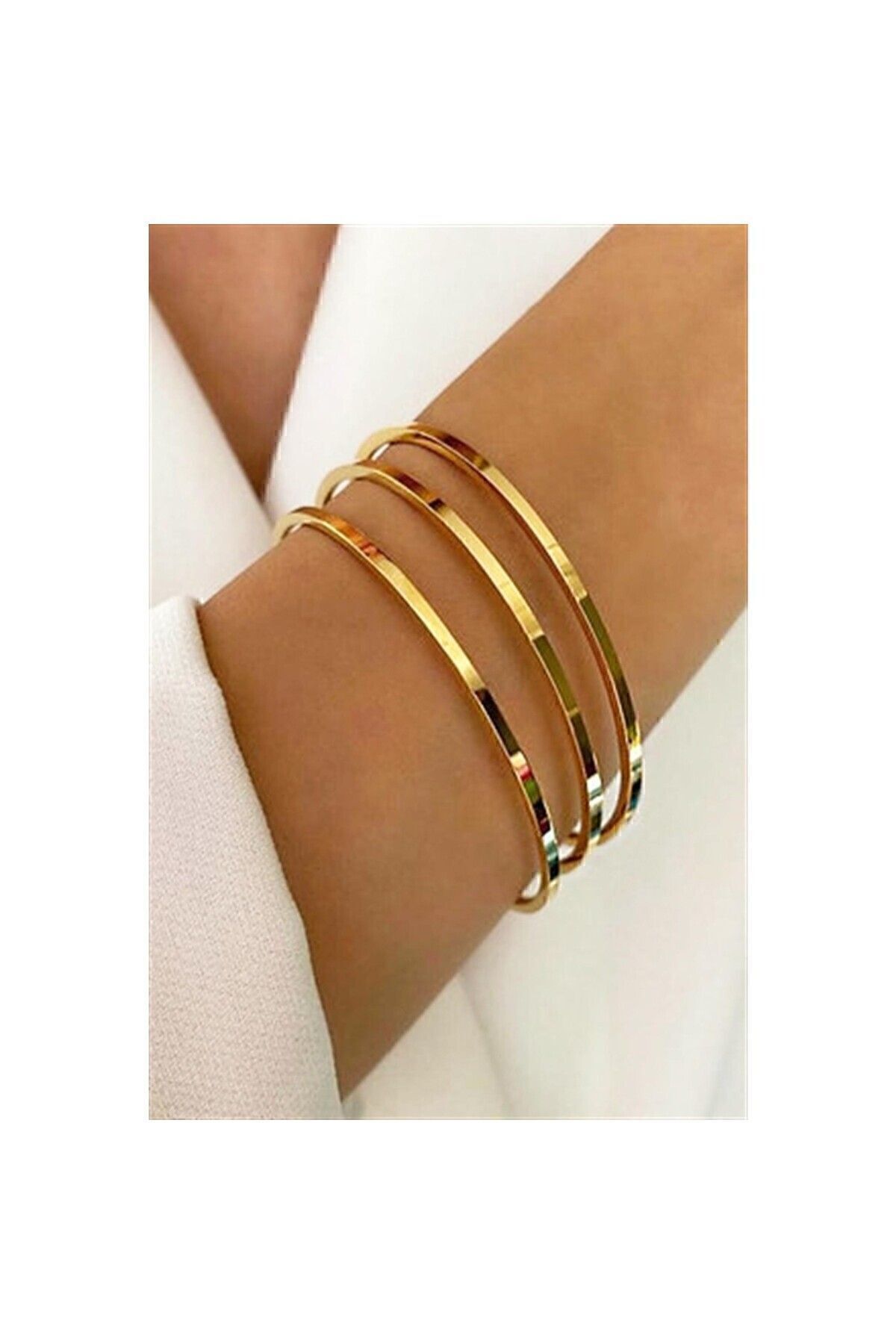 jeu de 3 bracelets ajda en acier plaqué or 22 cm 65 mm