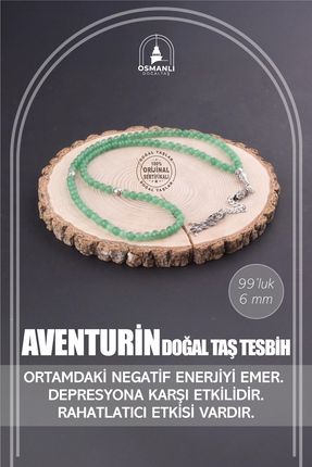 OSMANLI DOĞAL TAŞ Sertifikalı Aventurin 99'luk Doğaltaş Tesbih 6 Mm, T217