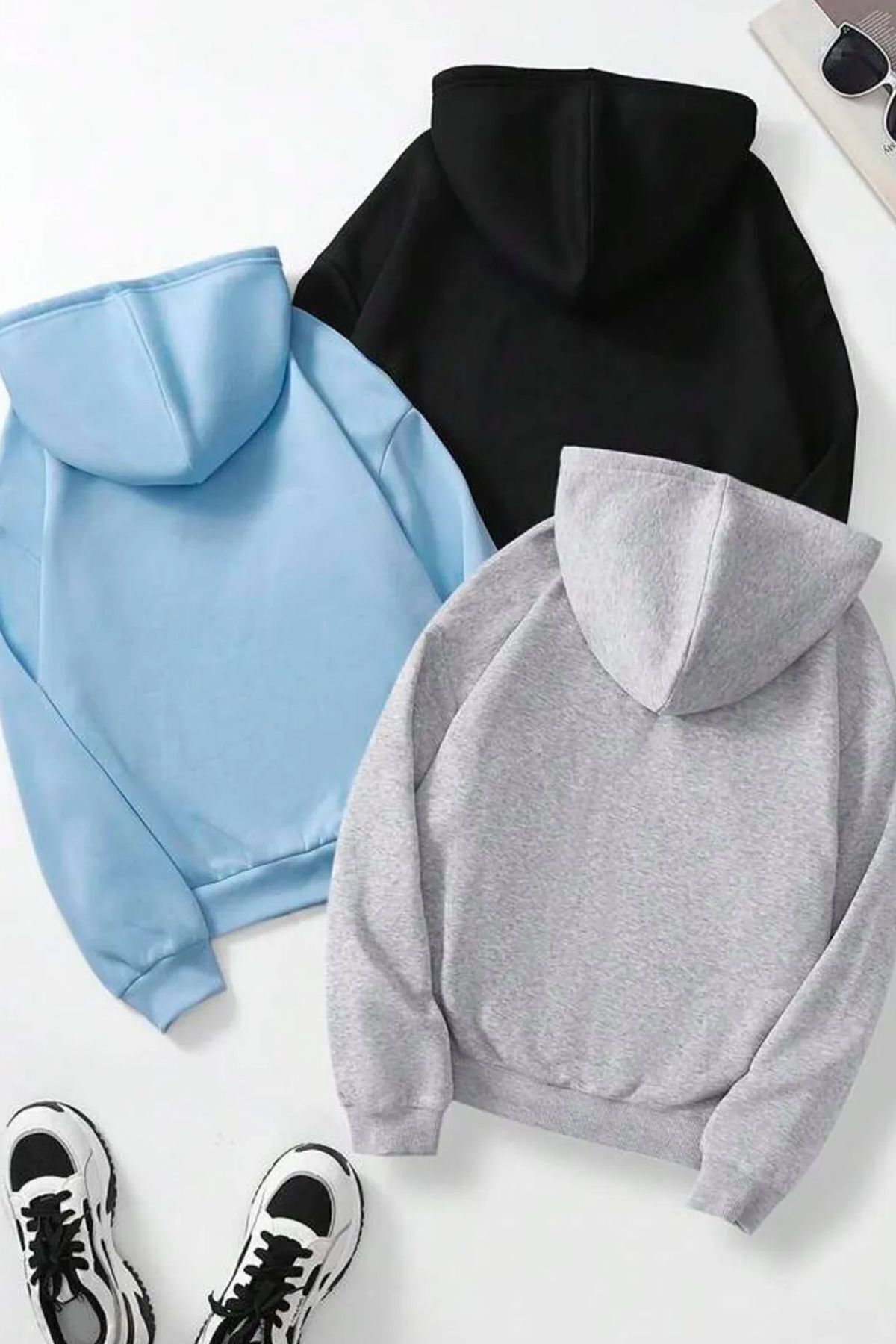 uyguntarz-Bluza typu oversize z kapturem, unisex, 3 cale, bez nadruku 2