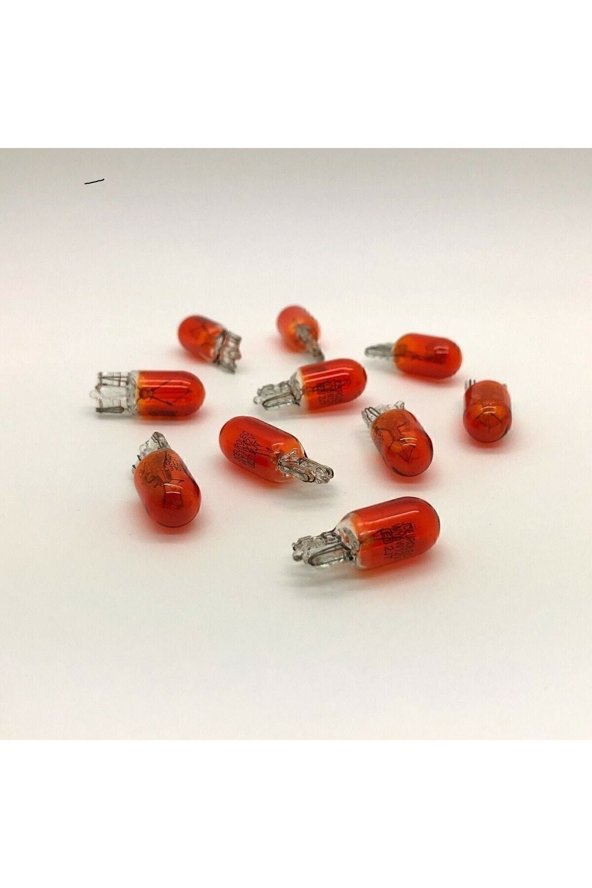 İncirOTO 12v T10 W5w Dipsiz Park Gösterge Ampulü 10 Adet Turuncu Dipsiz Park Ampulu Turuncu Uyumlu