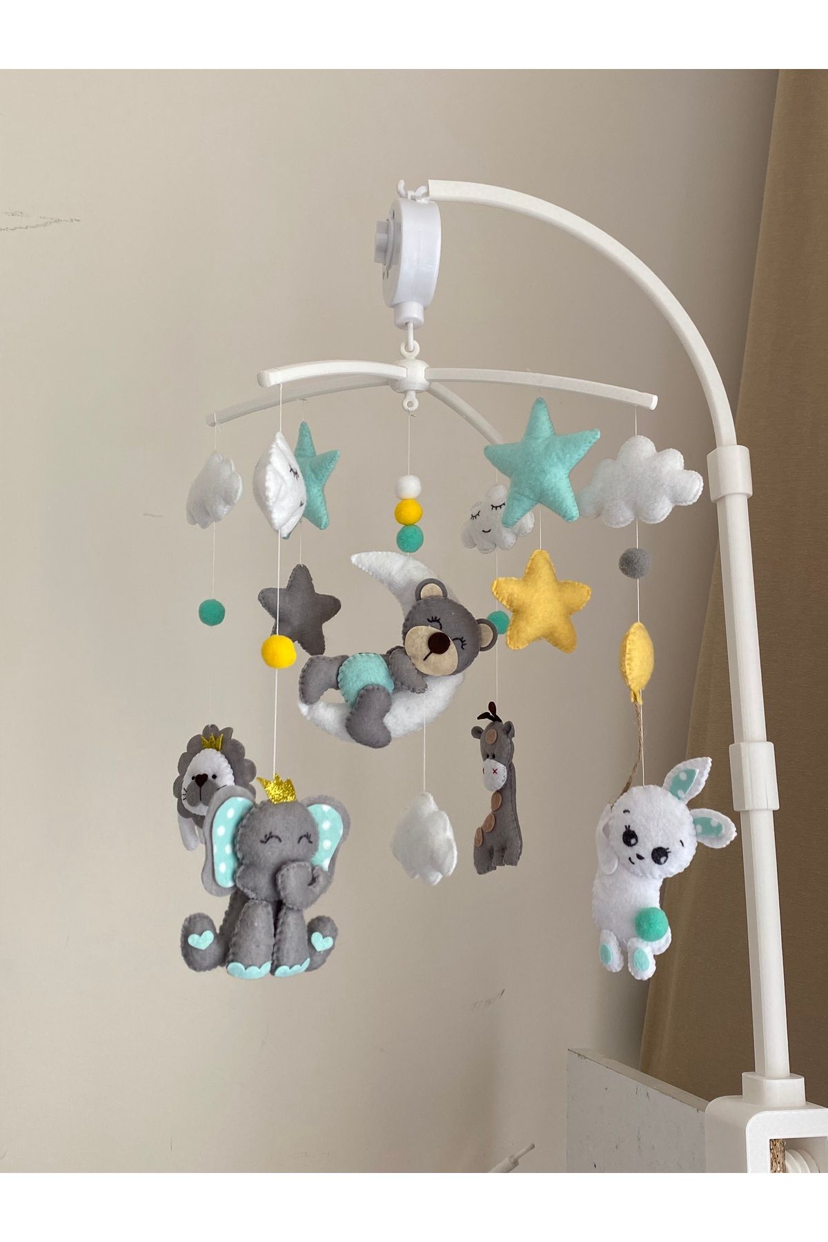 SefDen Lazer Kesim Atölyesi (Müzik - Aparat Dahil)Karışık hayvan figürlü el yapımı kız veya erkek bebek beşik dönencesi fotoğrafı 2 (önizleme)