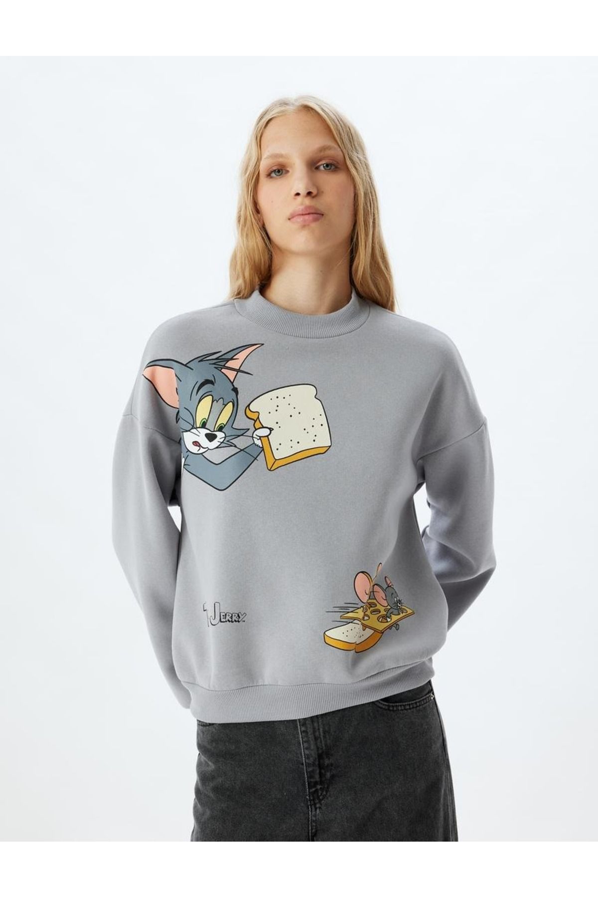 سویشرت زنانه خاکستری کوتونKoton | SS0000000039925 اورجینال - تصویر 3