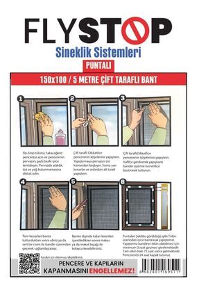 flystop Pencere Sineklik Sinek Tülü Böcek Tutucu 150x100 Cm 5 Metre Çift Tara...