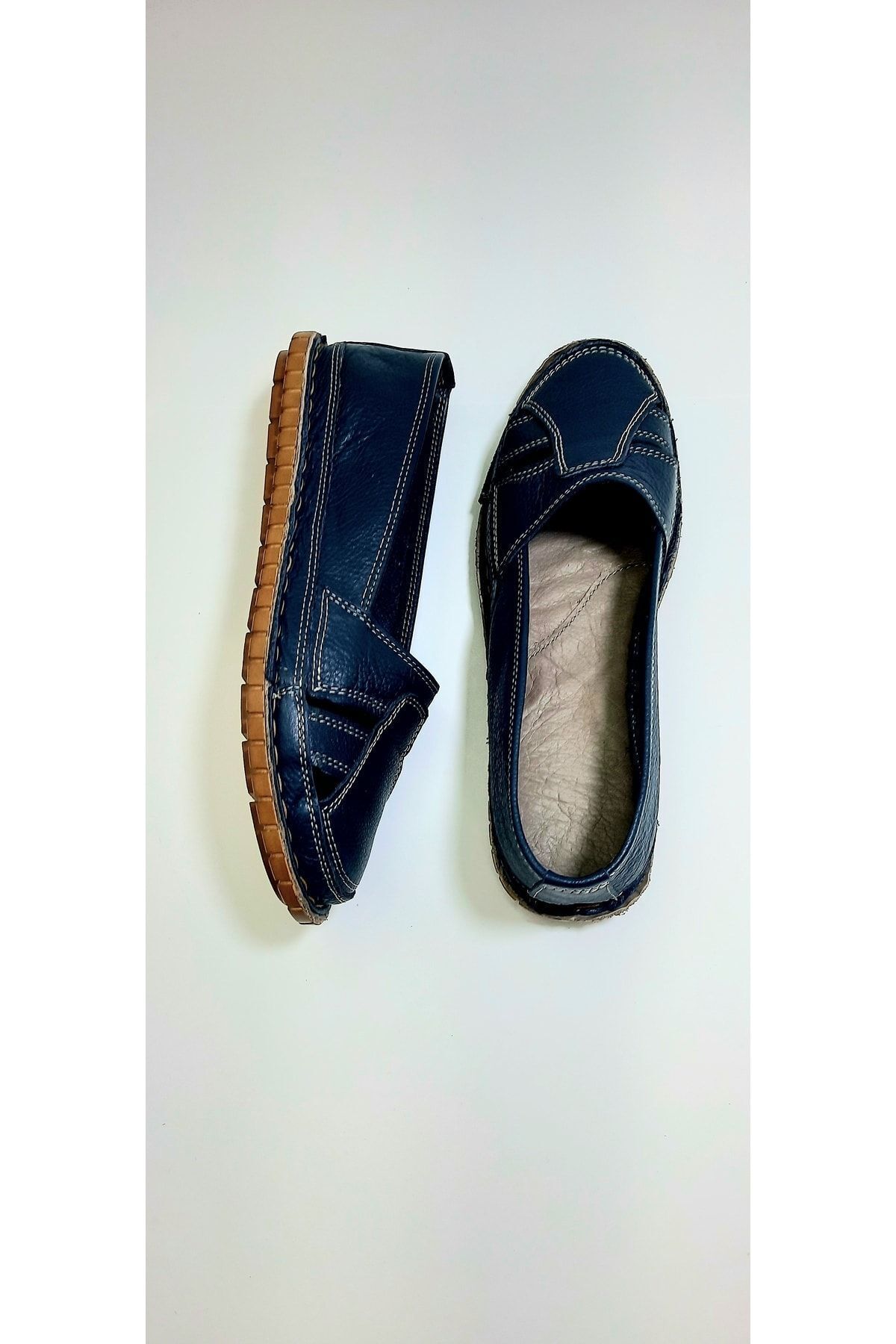KAPAR-Balerini albastru bleumarin împletit 100% piele naturală la interior și la exterior 3