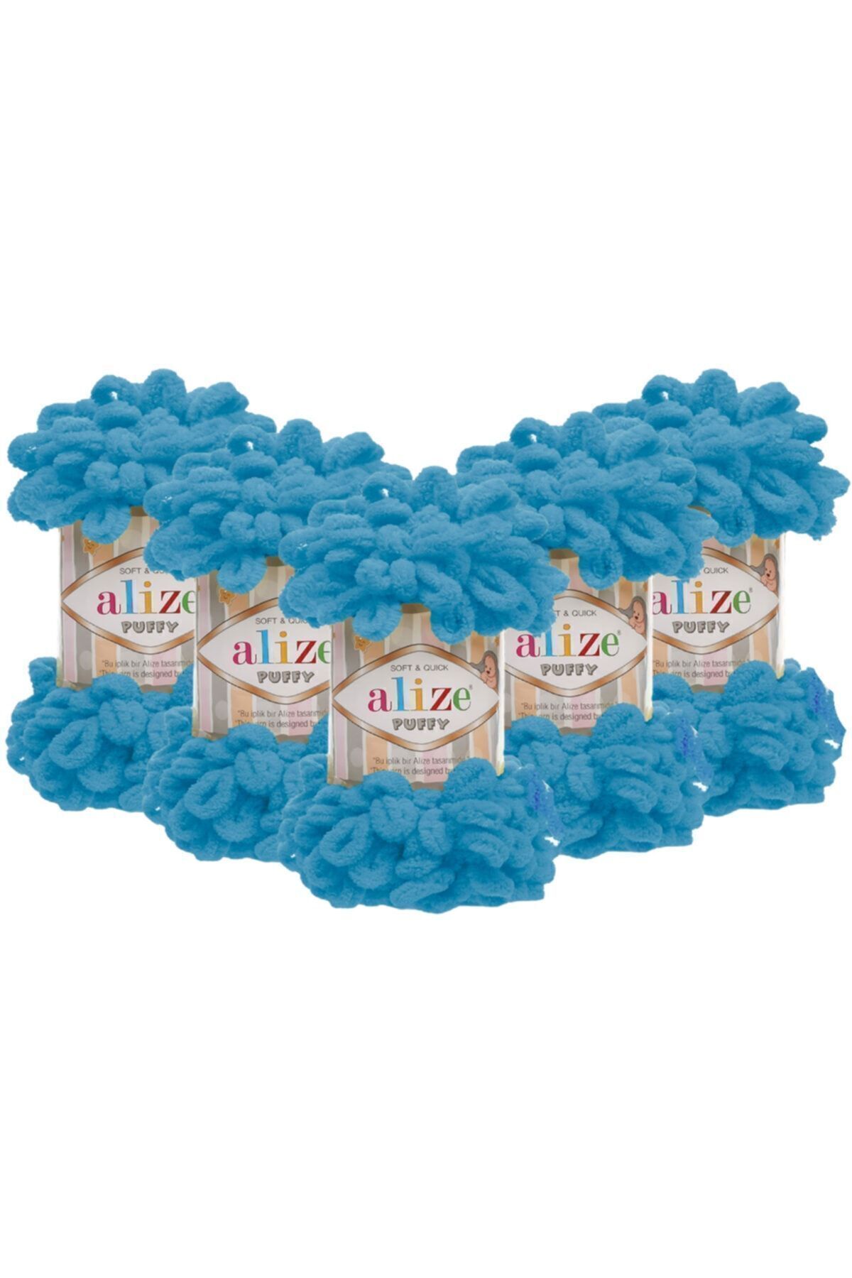 Puffy Hand Knitting Yarn 5-Pack - 16 Oceans - 100 Gr. 9 Mt. Finger Knitting Yarn