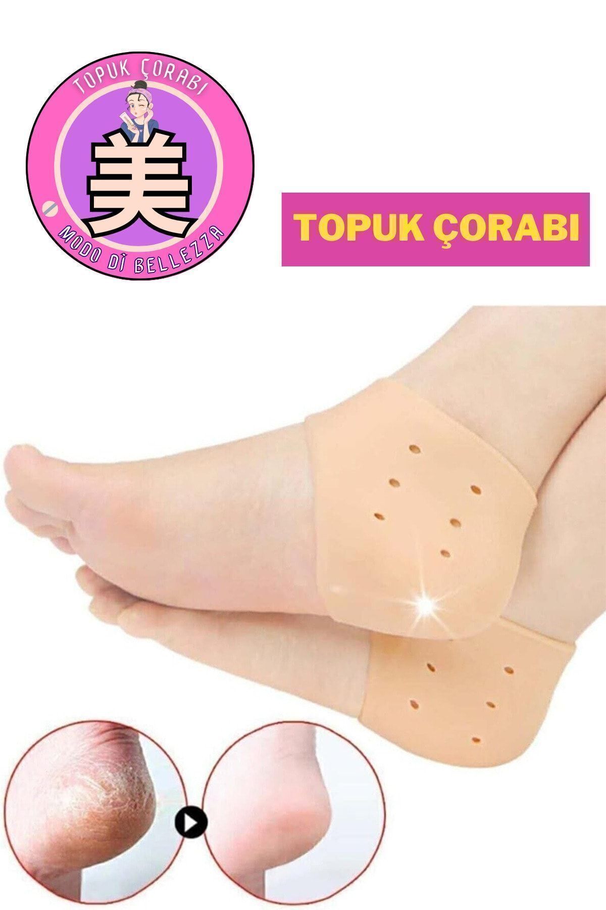 Aveo 2 Adet Topuk Gömleği Diken Çorabı Koruyucu Gömlek Tabanlık Silikon Esnek Çorap Gömleği Bunyon