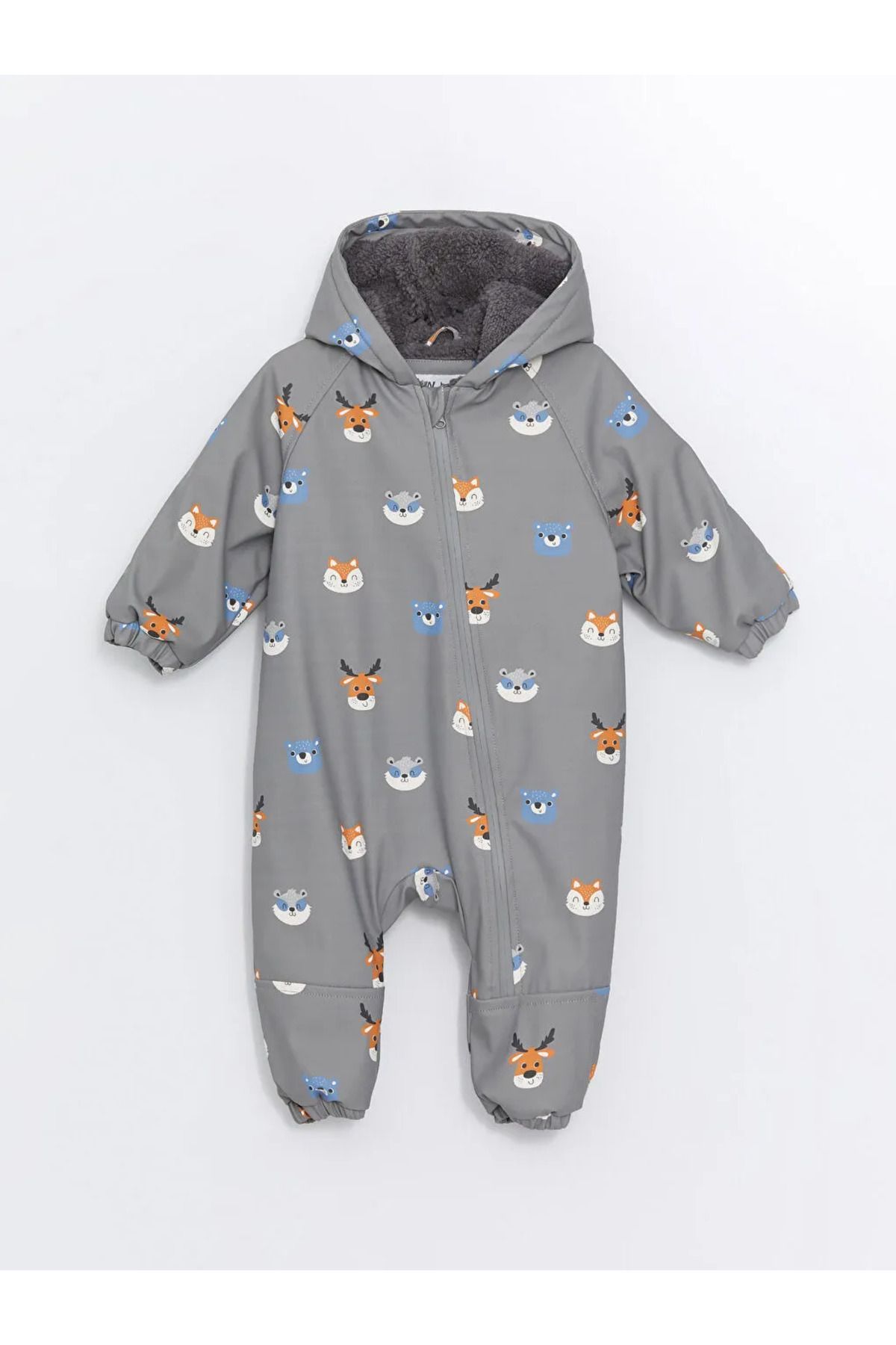 LCW baby Kapüşonlu Uzun Kollu Baskılı Erkek Bebek Astronot Mont