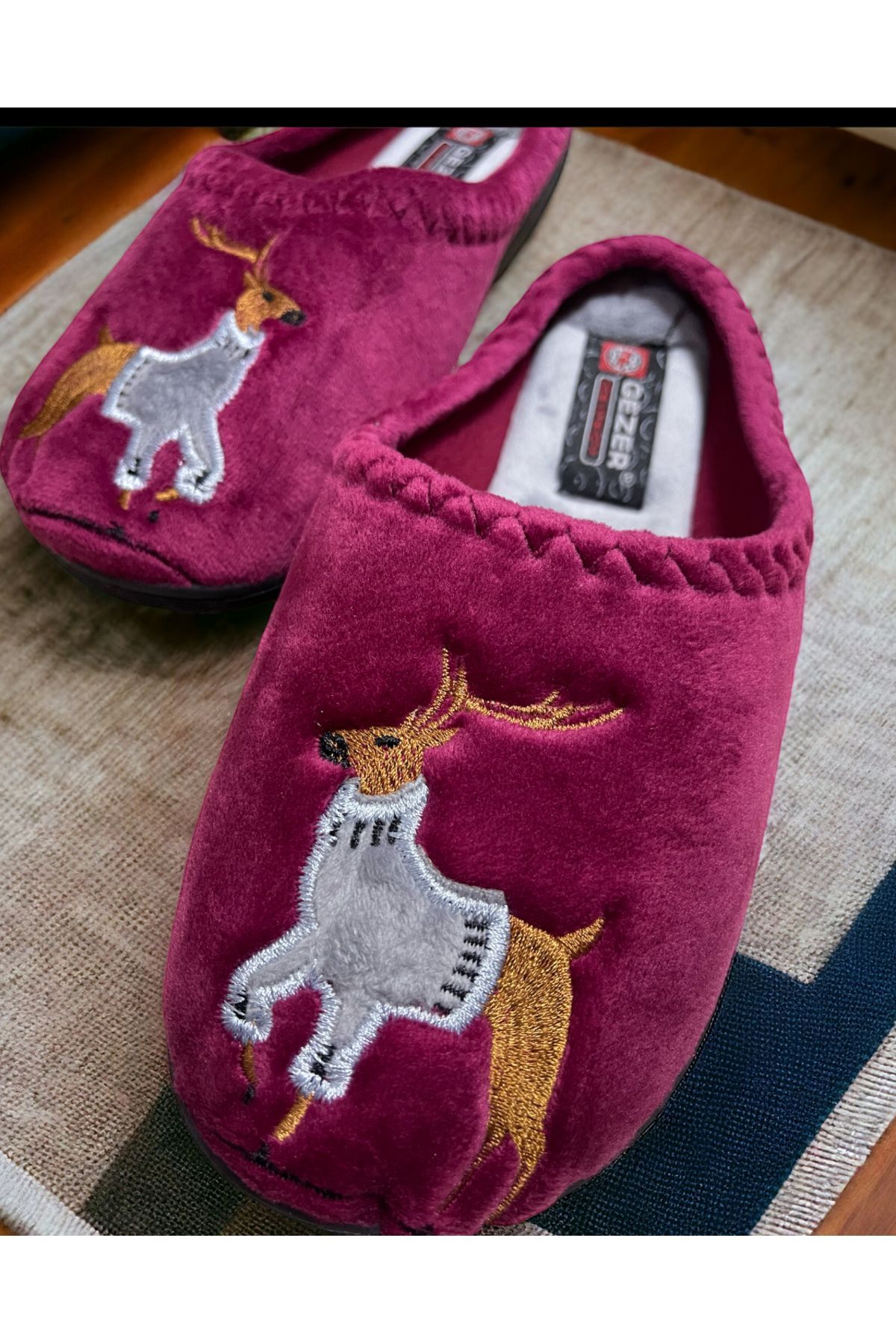 GEZER-Deer Patterned Embroidered Towel - Personality Home Slippers 2