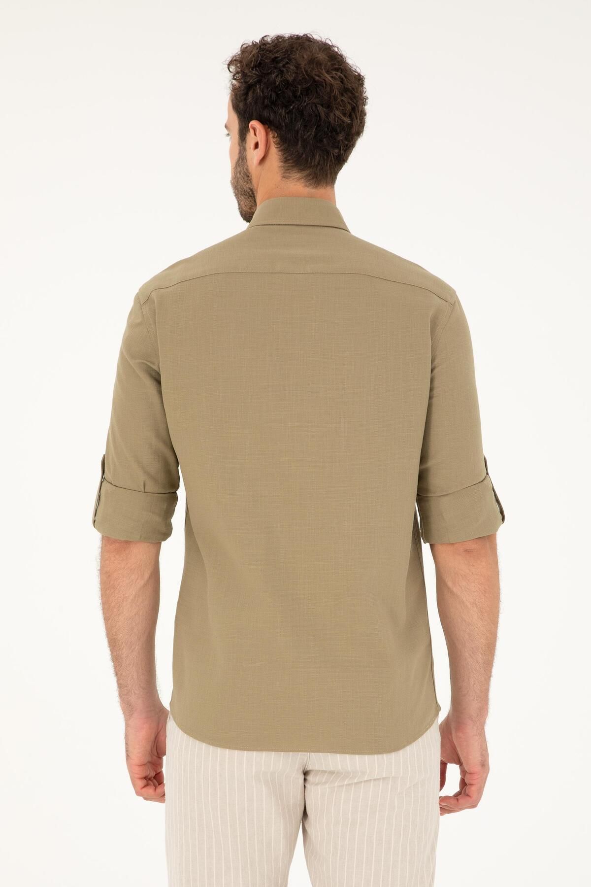 پیراهن مردانه خاکی یو اس پولو | G081SZ004.000.1837940 اورجینال - تصویر 5