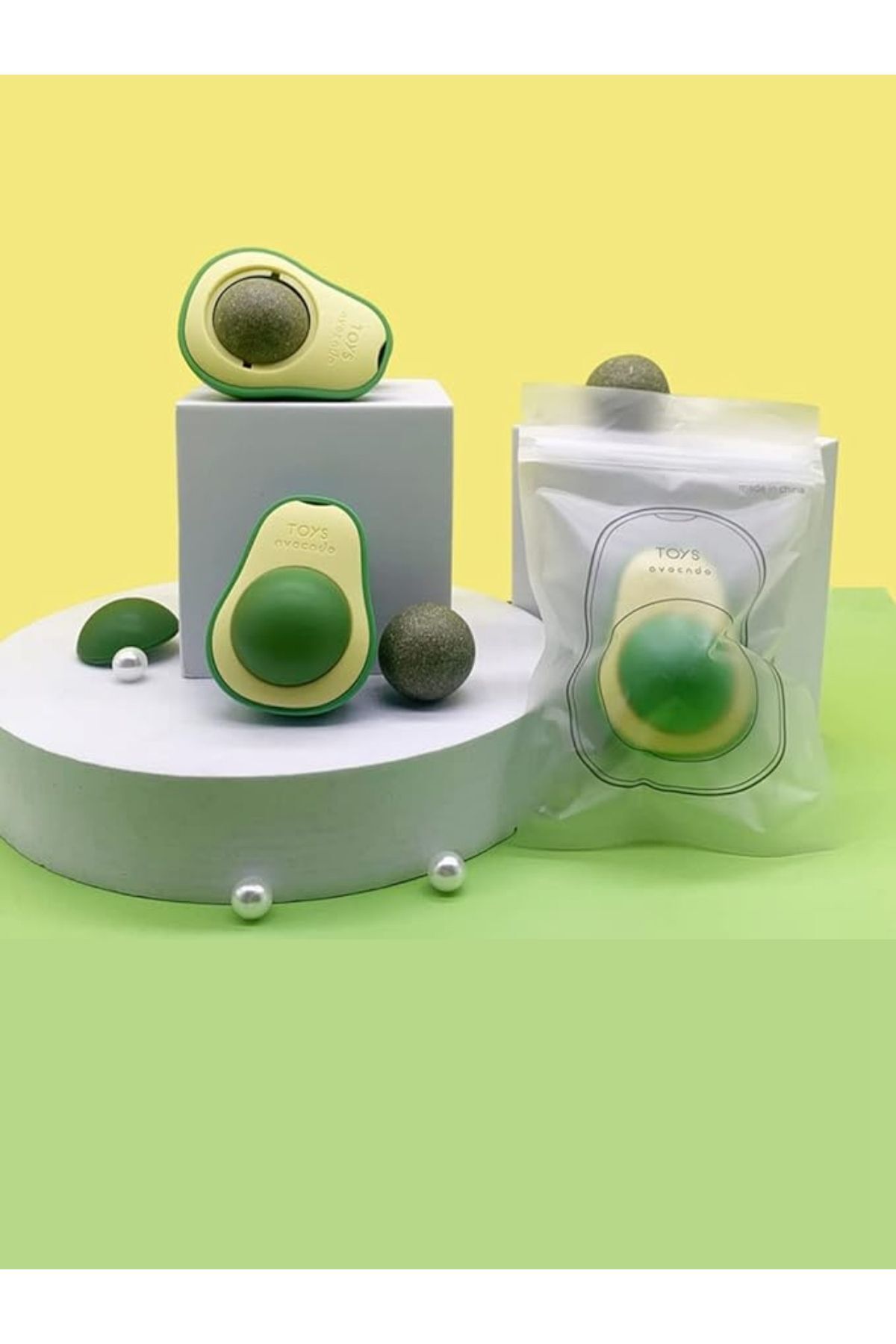 Treuman-Natural Catnip Edible Cat Mint - Avocado Shaped Play Ball Toy 5