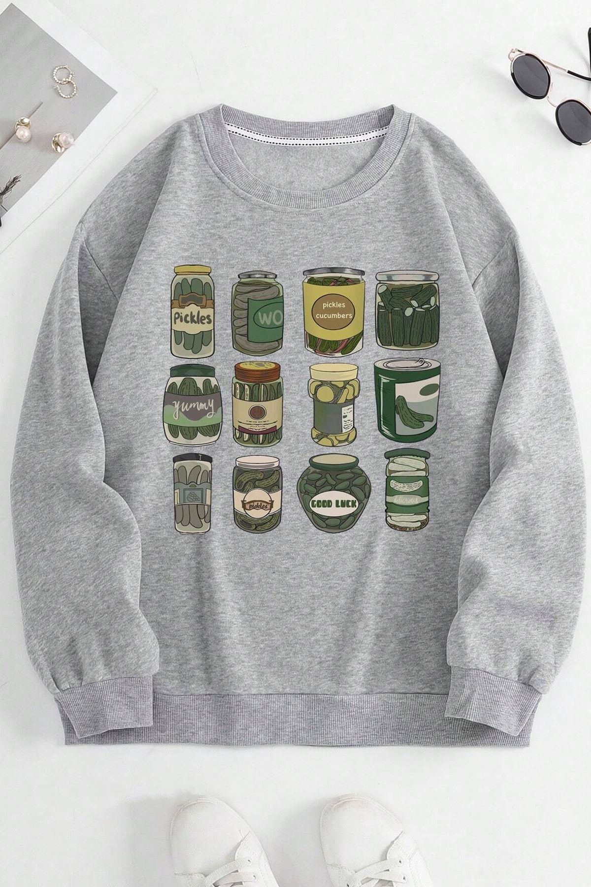 uyguntarz Übergroßes Sweatshirt Mit Pickle-print - S/M