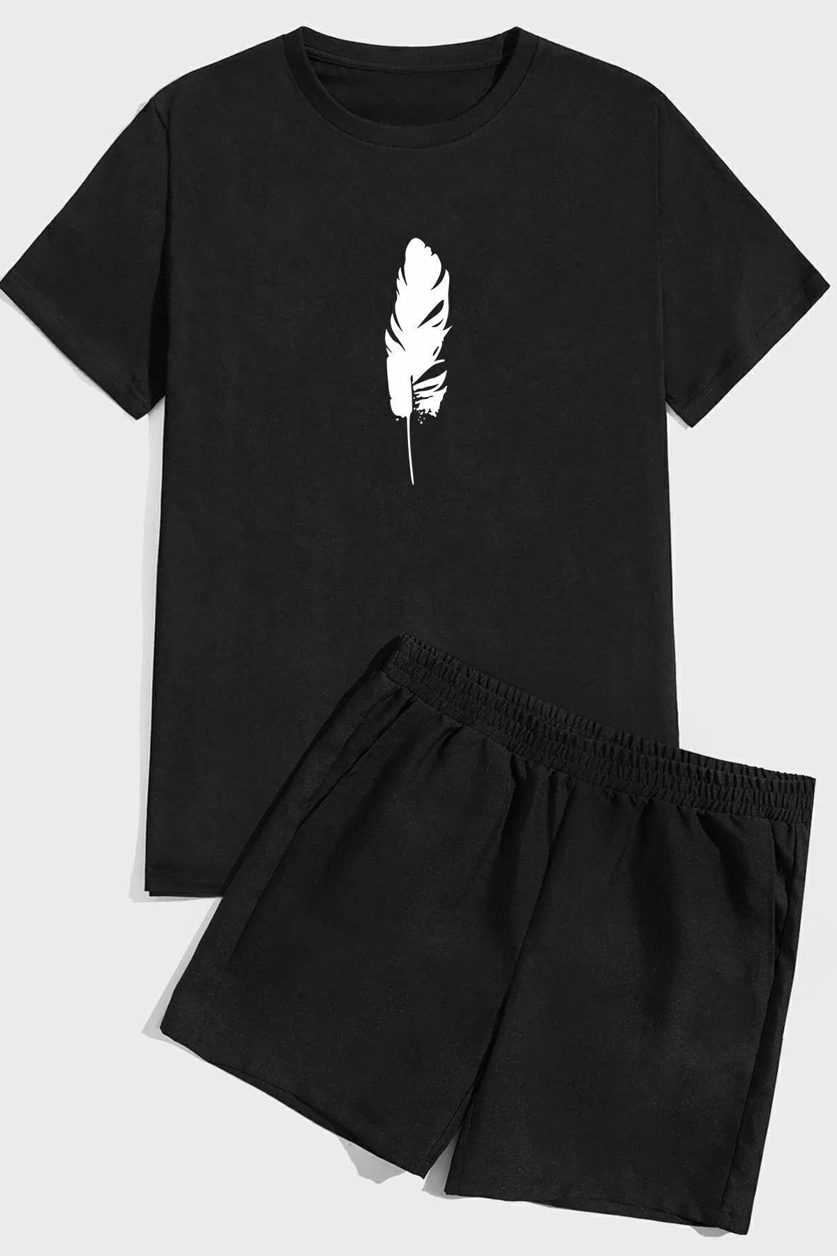 uyguntarz Σετ Σορτς Με Στάμπα Με Πούπουλα für Young Unisex - L