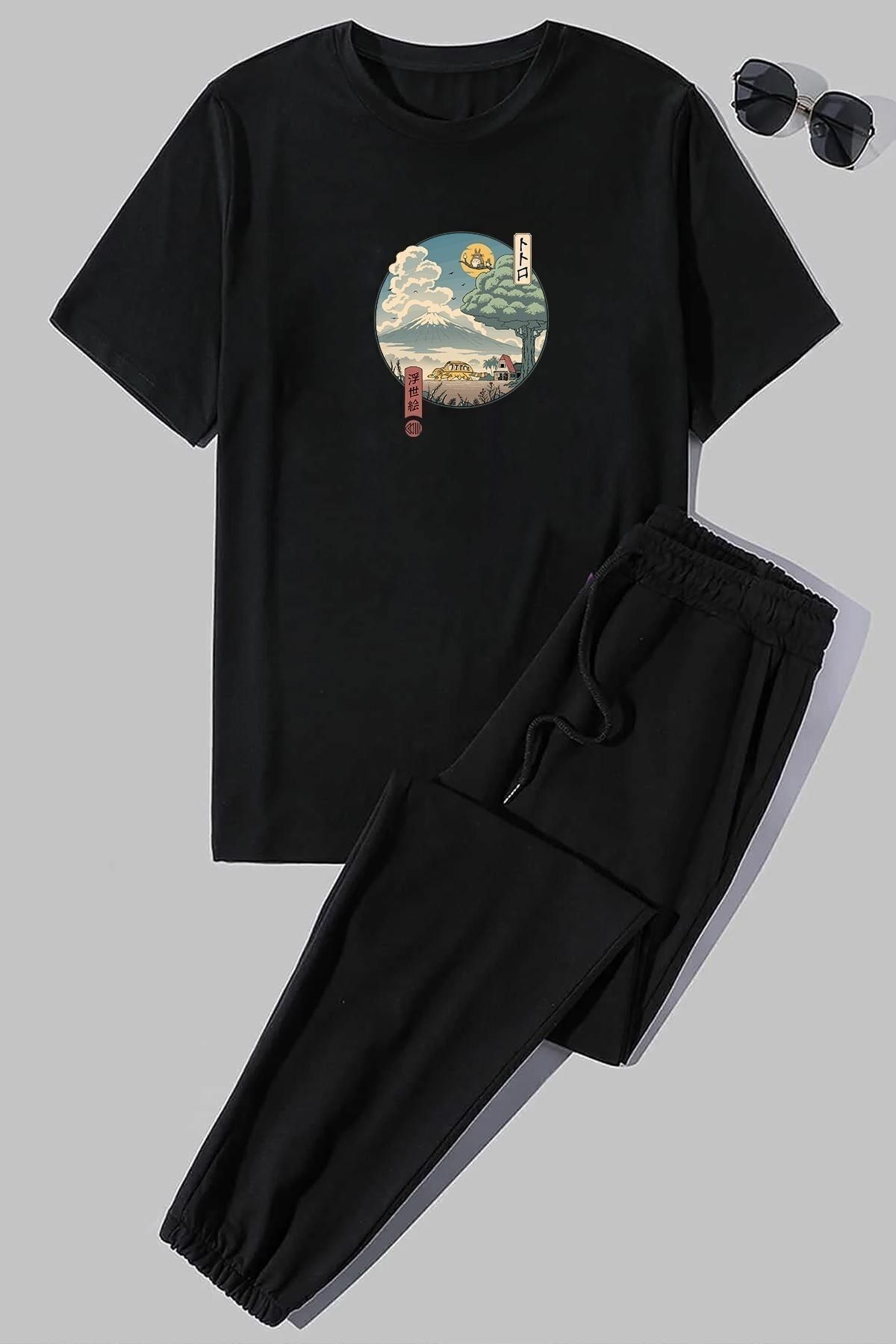 uyguntarz Dwuczęściowy Zestaw Dresów Unisex Z Nadrukiem Ukiyo E Unisex - 40