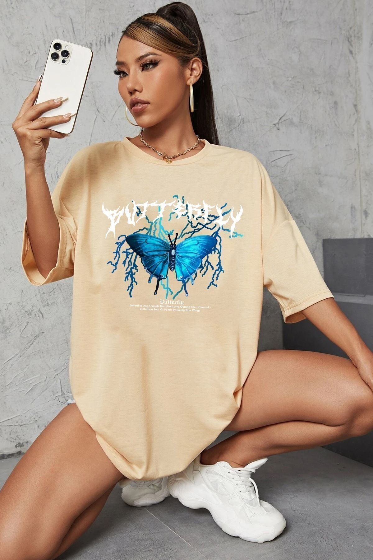 uyguntarz T-shirt Unisex Z Nadrukiem W Niebieskie Motyle Unisex - 42