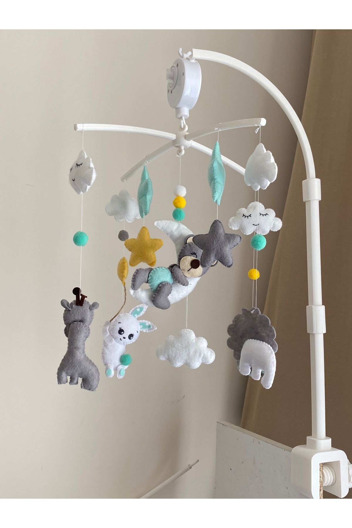 SefDen Lazer Kesim Atölyesi (Müzik - Aparat Dahil)Karışık hayvan figürlü el yapımı kız veya erkek bebek beşik dönencesi fotoğrafı 5 (önizleme)