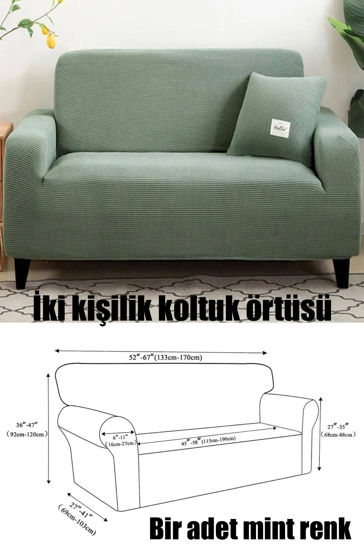 Koltuk Kılıfı Koltuk Örtüsü Iki Kişilik Koltuk Kılıfı 1 Adet Mint Renk