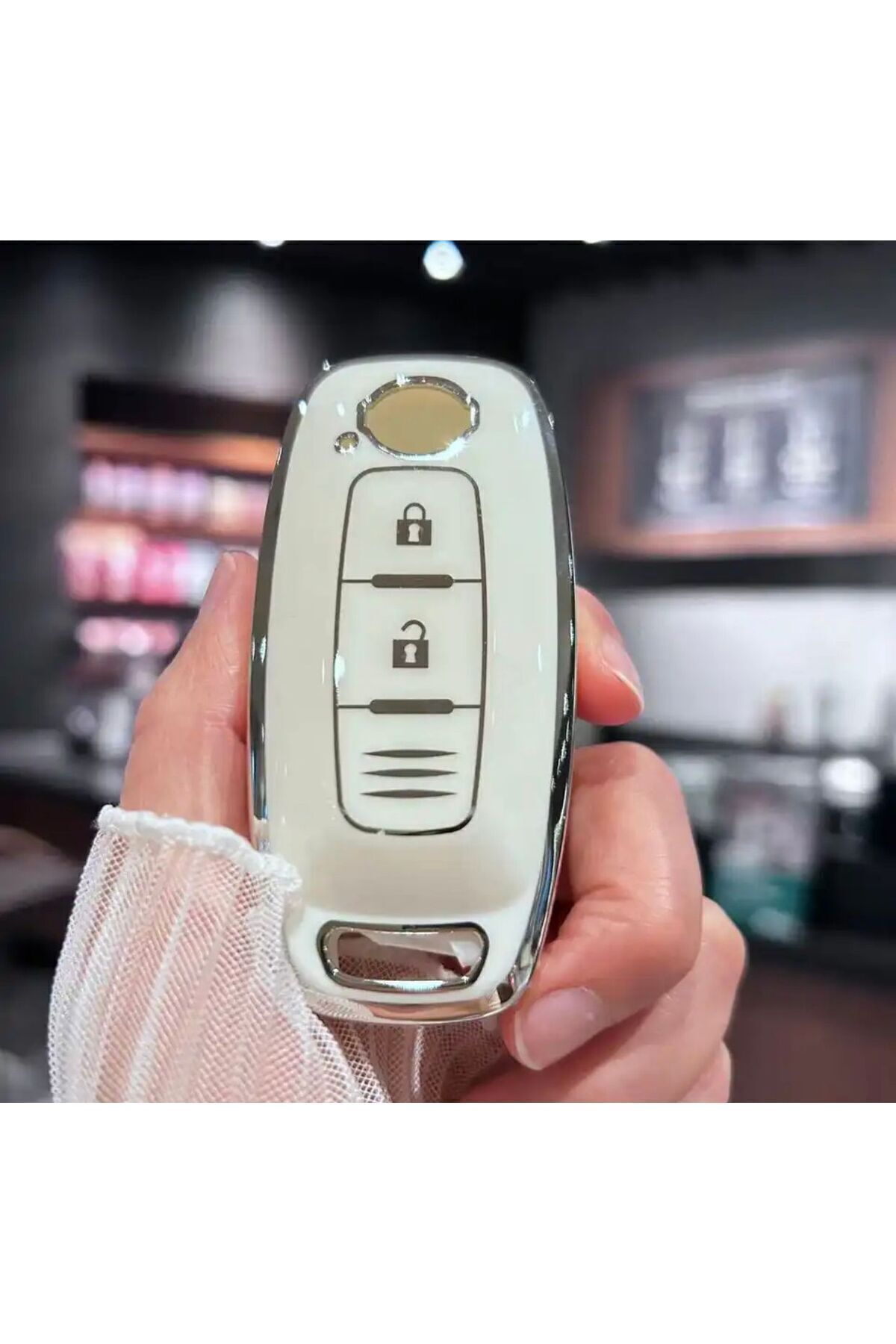 emii auto spare parts Nissan Yeni Kasa Uyumlu Qashqai Trail Juke Anahtar Kılıfı Beyaz/gümüş Lüx Model