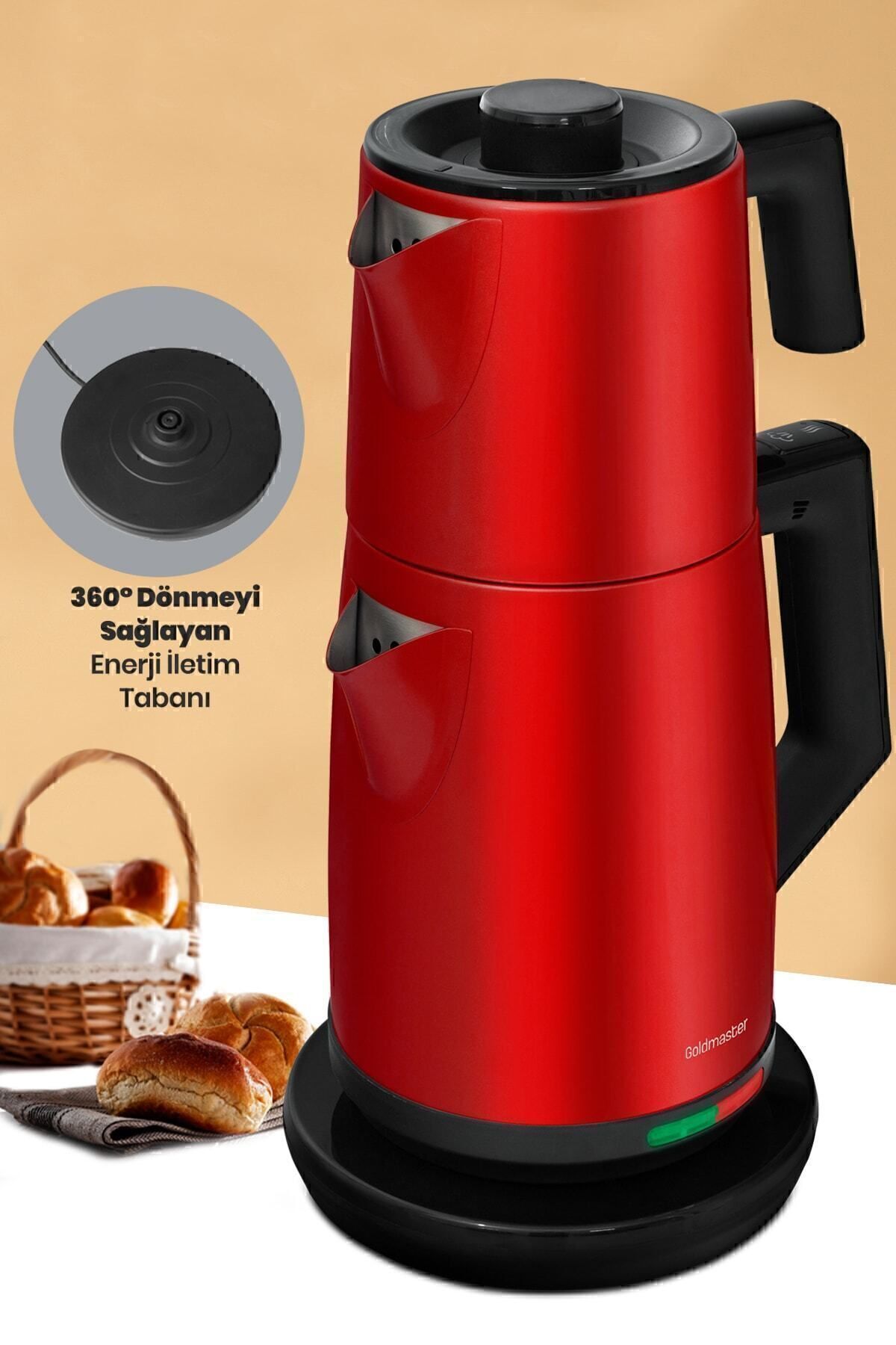 GOLDMASTER-Sip Matte Red Stainless Steel 2200 Watt Steel Tea Maker And Water Heater 3
