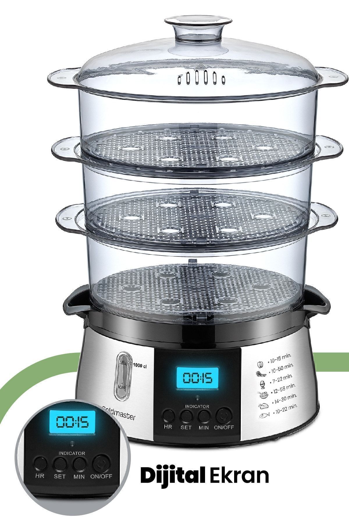 GOLDMASTER-Biofit 10 lt Digital Steamer with LED Display 120 Minutes Time Adjustment Gm7268d 4