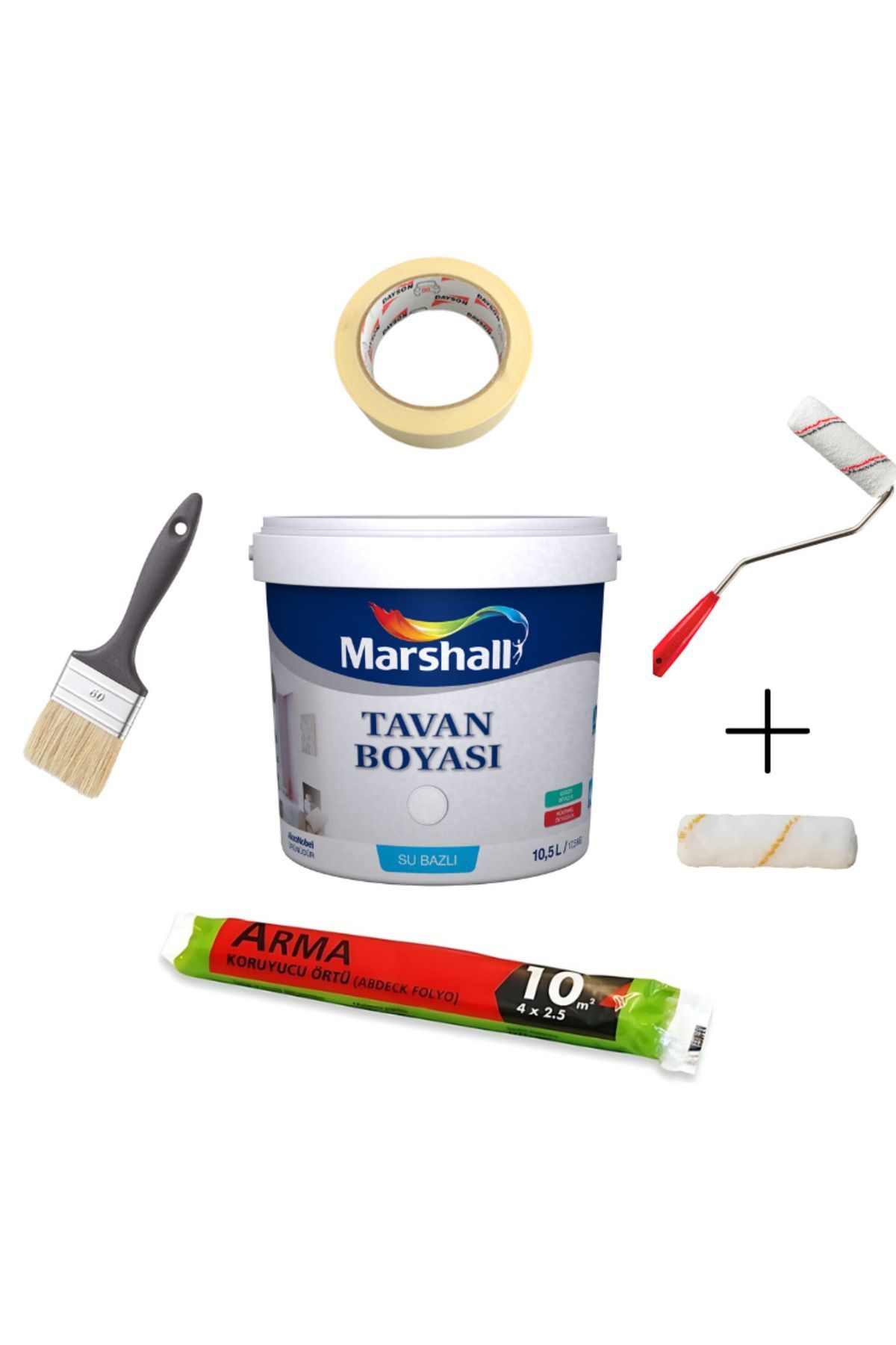 Marshall Tavan Boyası Su Bazlı 1kg Ve Ekipmanları
