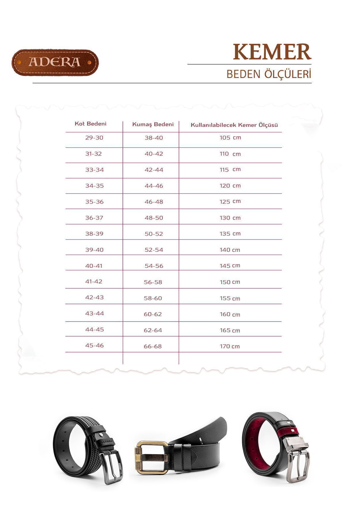کمربند مردانه مشکی ADERA DERİ | ADR0211401 اورجینال - تصویر 5