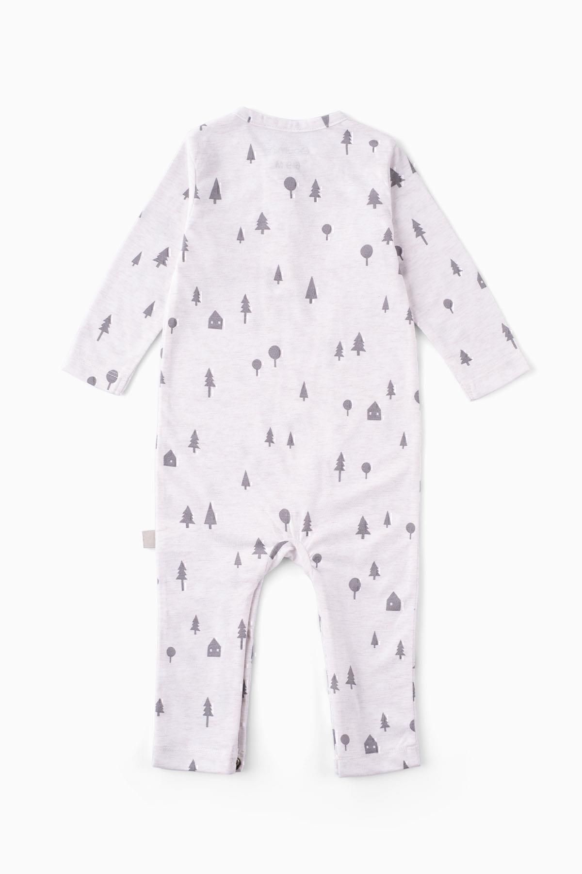 Boumini Bebek Uzun Kollu Fit Kalıp Çıtçıtlı Tulum Çam Ormanı Desenli fotoğrafı 2 (önizleme)