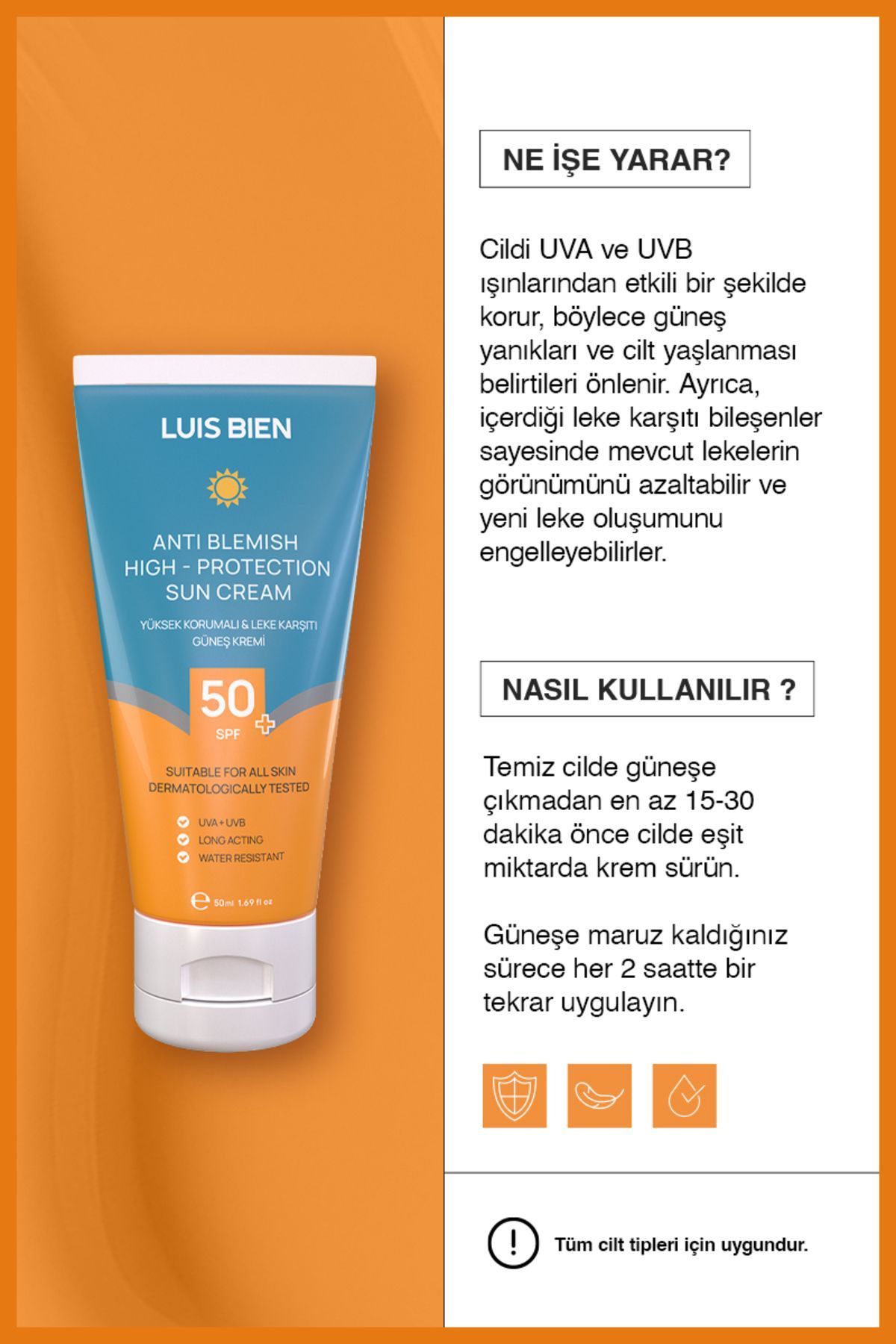 کرم ضد آفتاب صورت ANTI SPF 50+ | حفاظت بالا و مرطوب کننده برای همه انواع پوست 2 ست Luis Bien